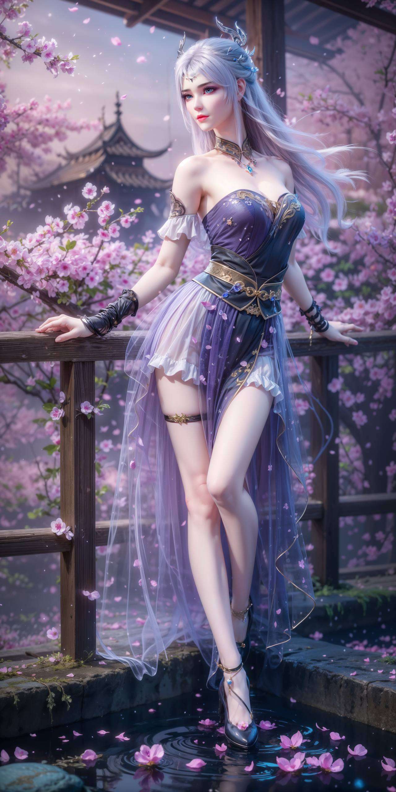 她的倩影犹如画卷中跃然而出的仙子那双明眸如同星辰般璀璨
