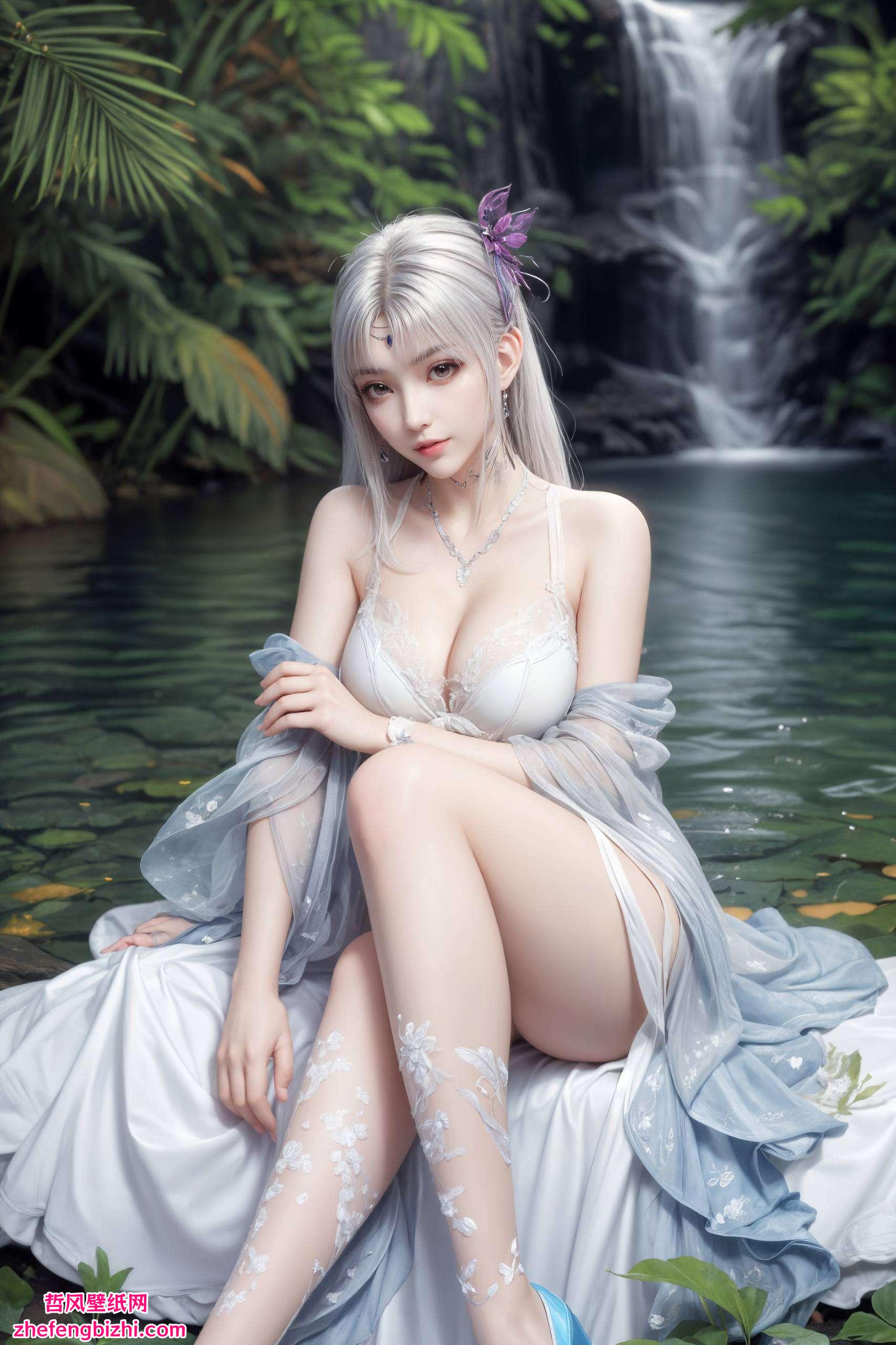 这位身着素雅长裙、眉眼如画的女神她那独特的结印手势