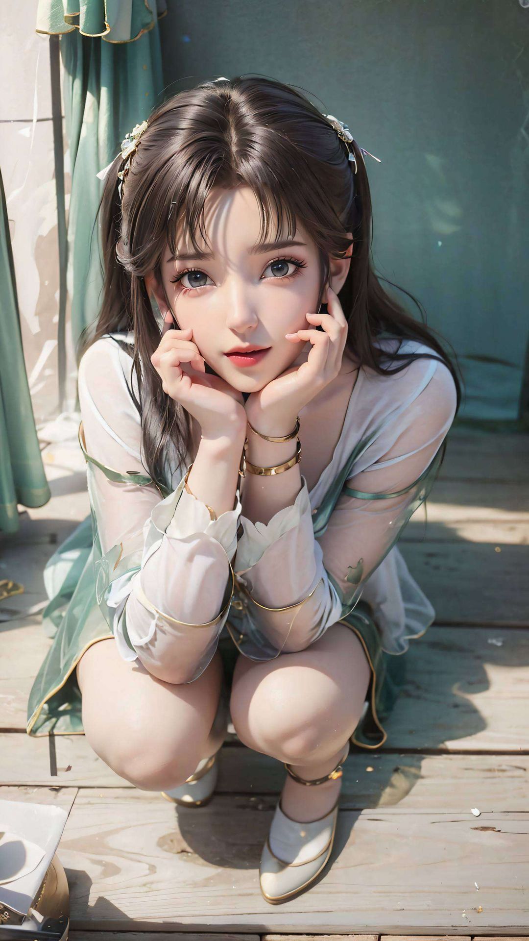 不仅让眼球得到休息她的倩影在复古平板的壁纸间轻轻舞动