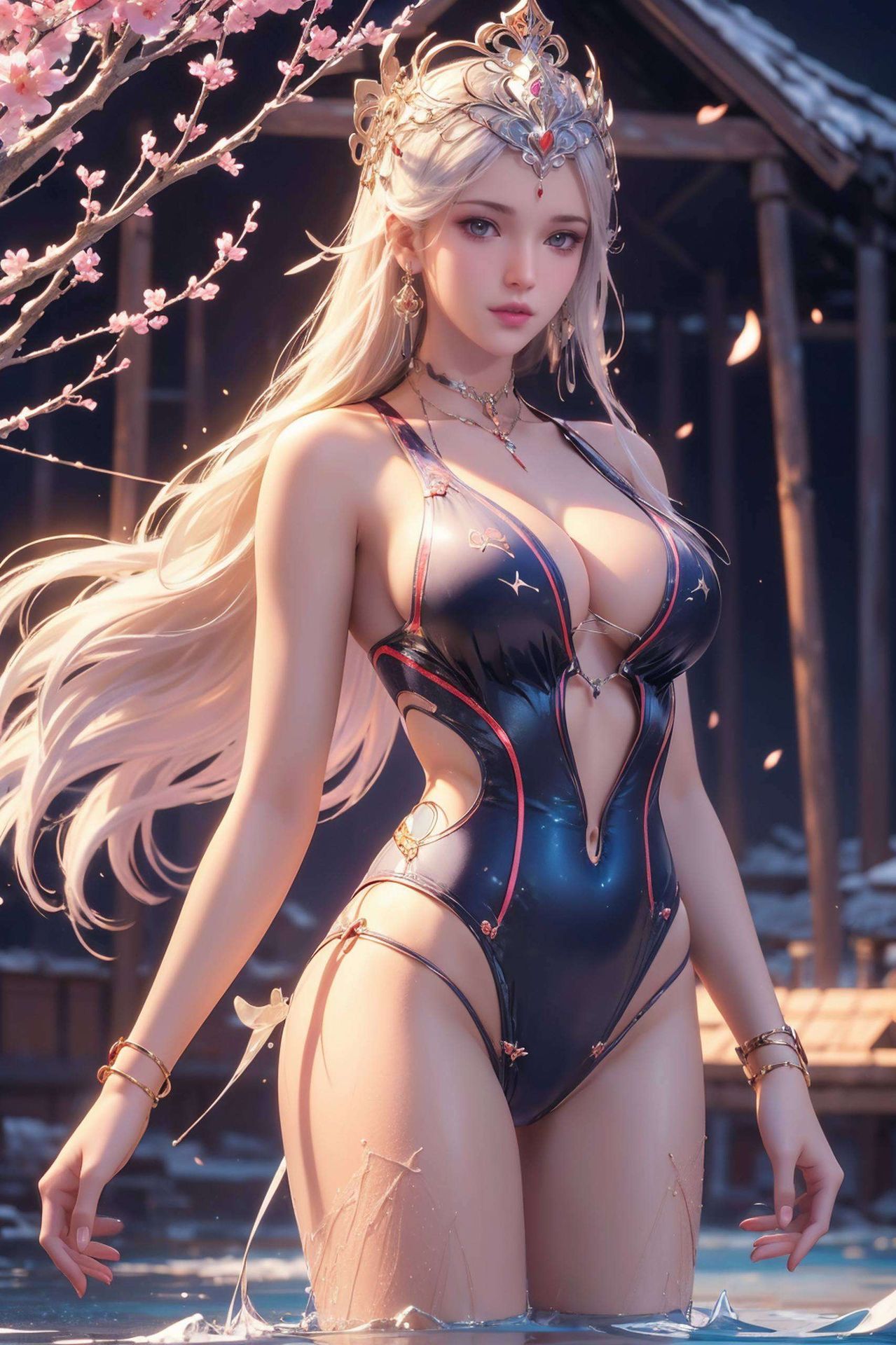 条纹元素点缀其中细腻笔触描绘出东方韵味