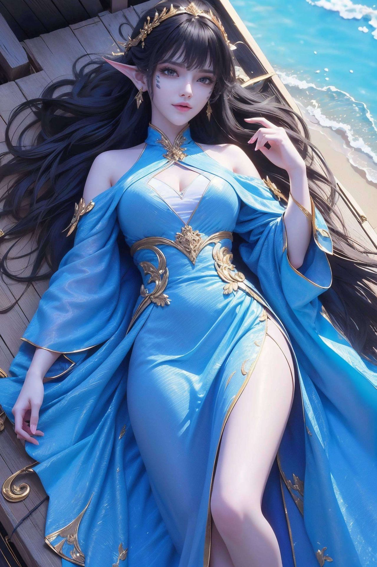 细腻的笔触勾勒出她的婉约风姿豪华的色调映衬出她的高贵气质