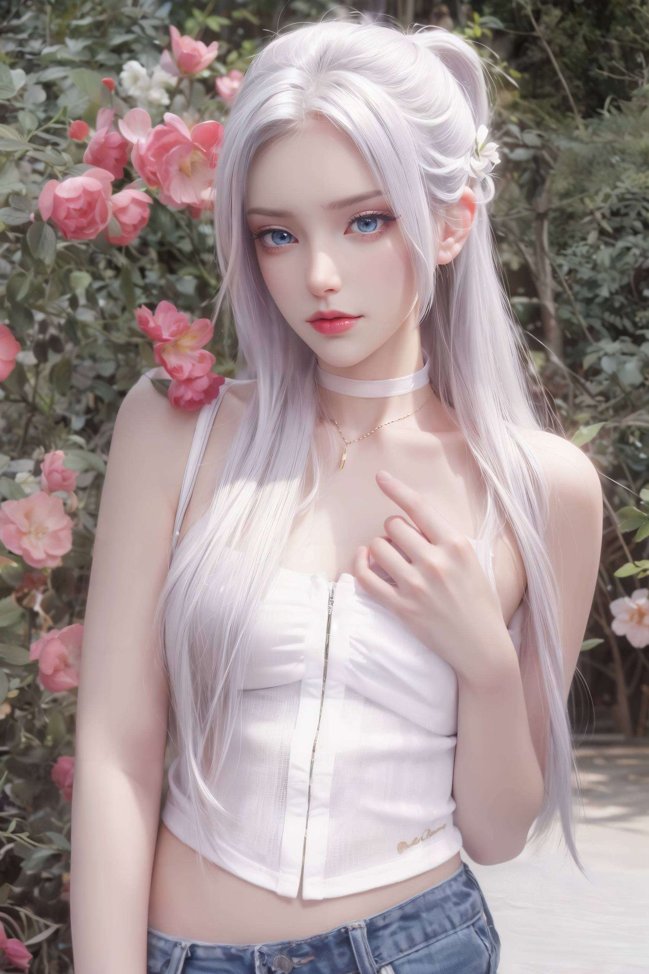 绘制了一位国漫美女以鲜艳的粉色为基调