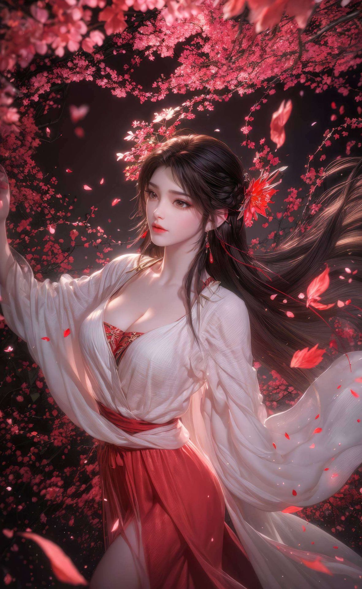 在这清新细腻的壁纸中国漫女生火灵儿翩翩起舞