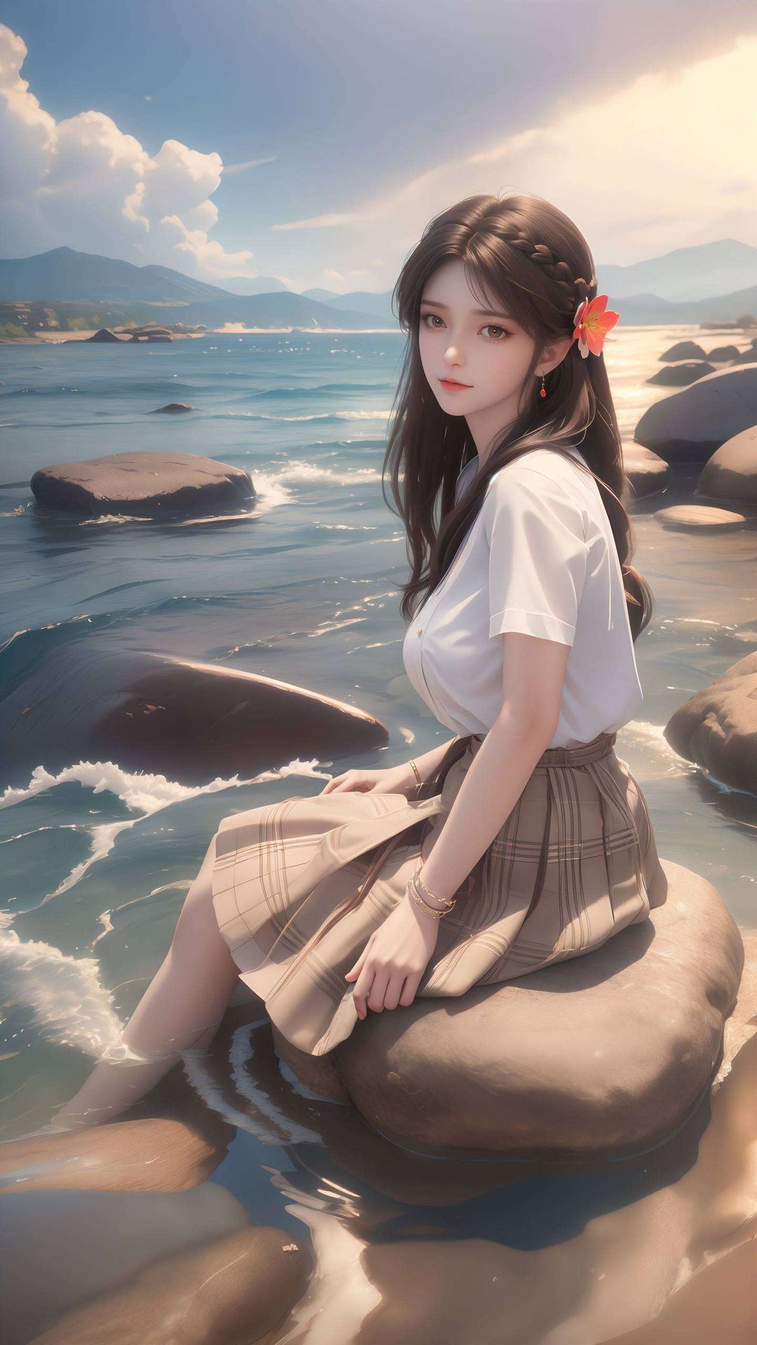 她的每一个动作fiery 红发在阳光下熠熠生辉