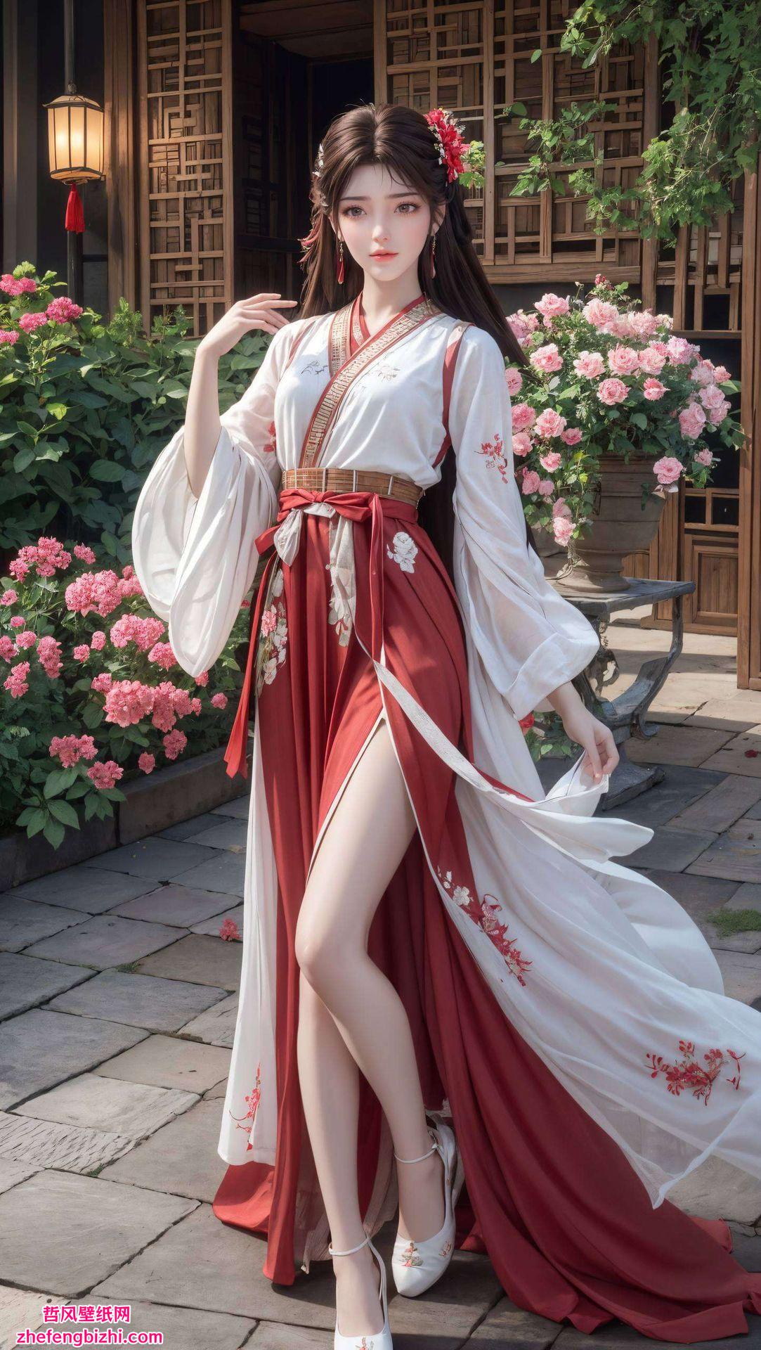 壁纸上的火灵儿灵动飘逸融合了苹果古风元素