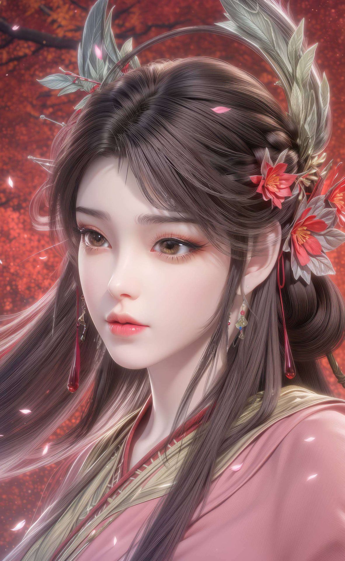 她的倩影如梦似幻融入了这唯美温馨的超高清4k国漫背景