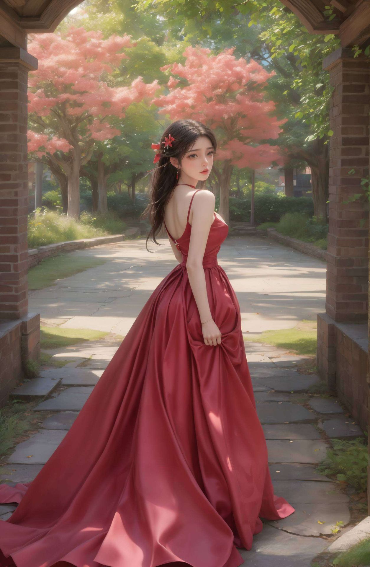 这款国漫美女宽屏壁纸以细腻的笔触描绘出人物的柔美与力量