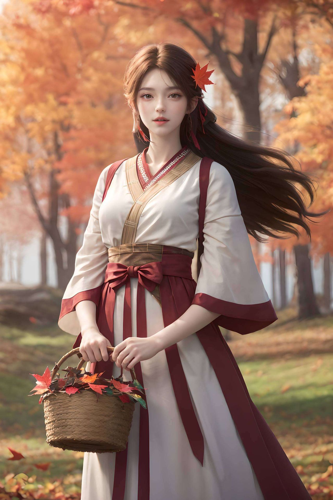 高清壁纸捕捉了她绘画的瞬间在侘寂风古韵流转的画卷中