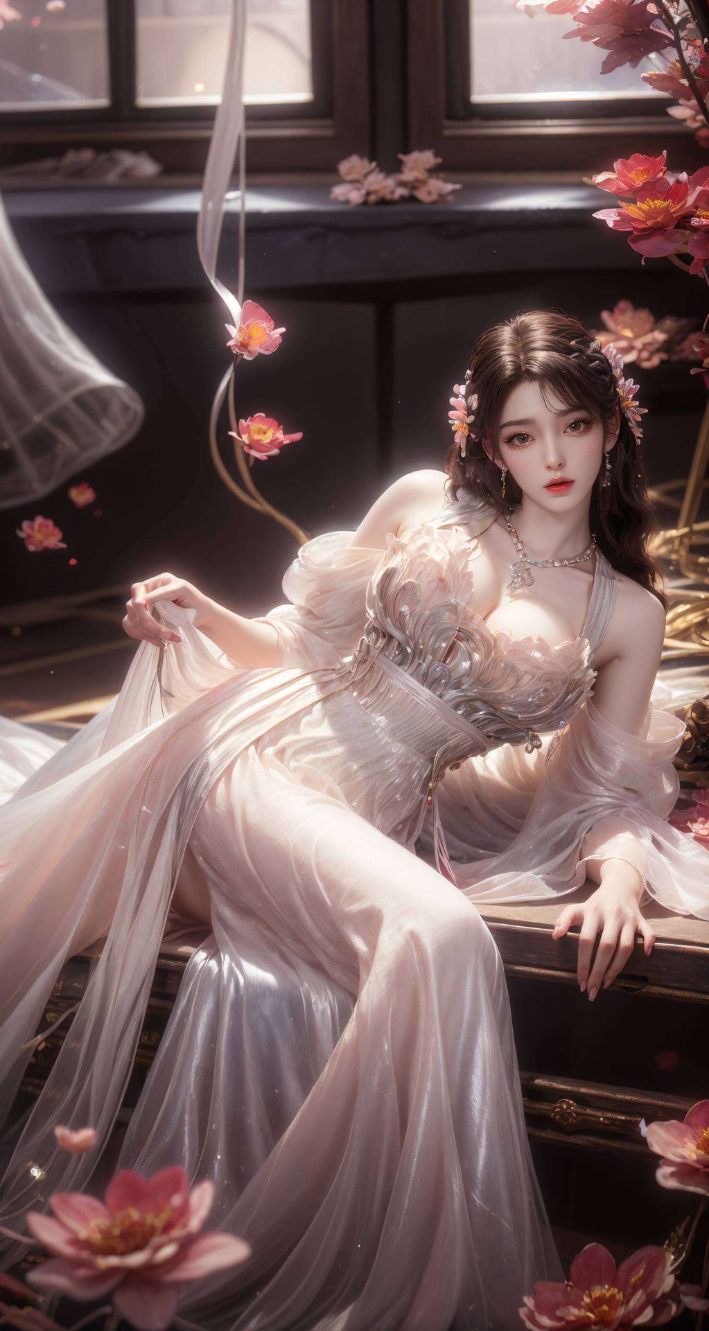 这款AI绘画角色素材丝绒Win10壁纸以完美世界中火灵儿的高清绝美形象为主题