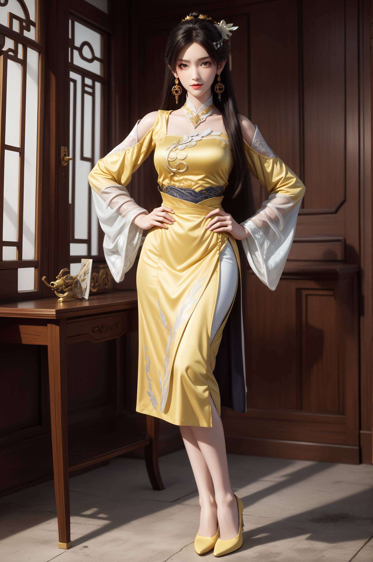 高清背景图片以国漫美女金瓶儿为主题