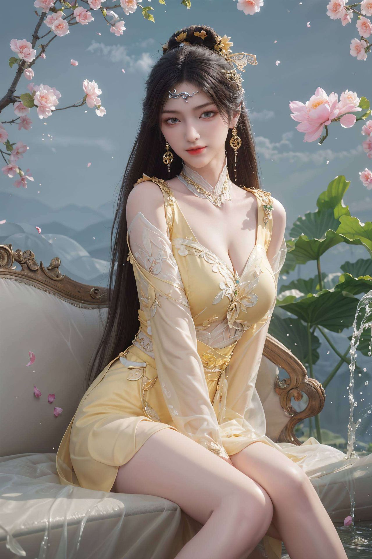 金瓶儿身着华美古装宛如穿越时空的仙子