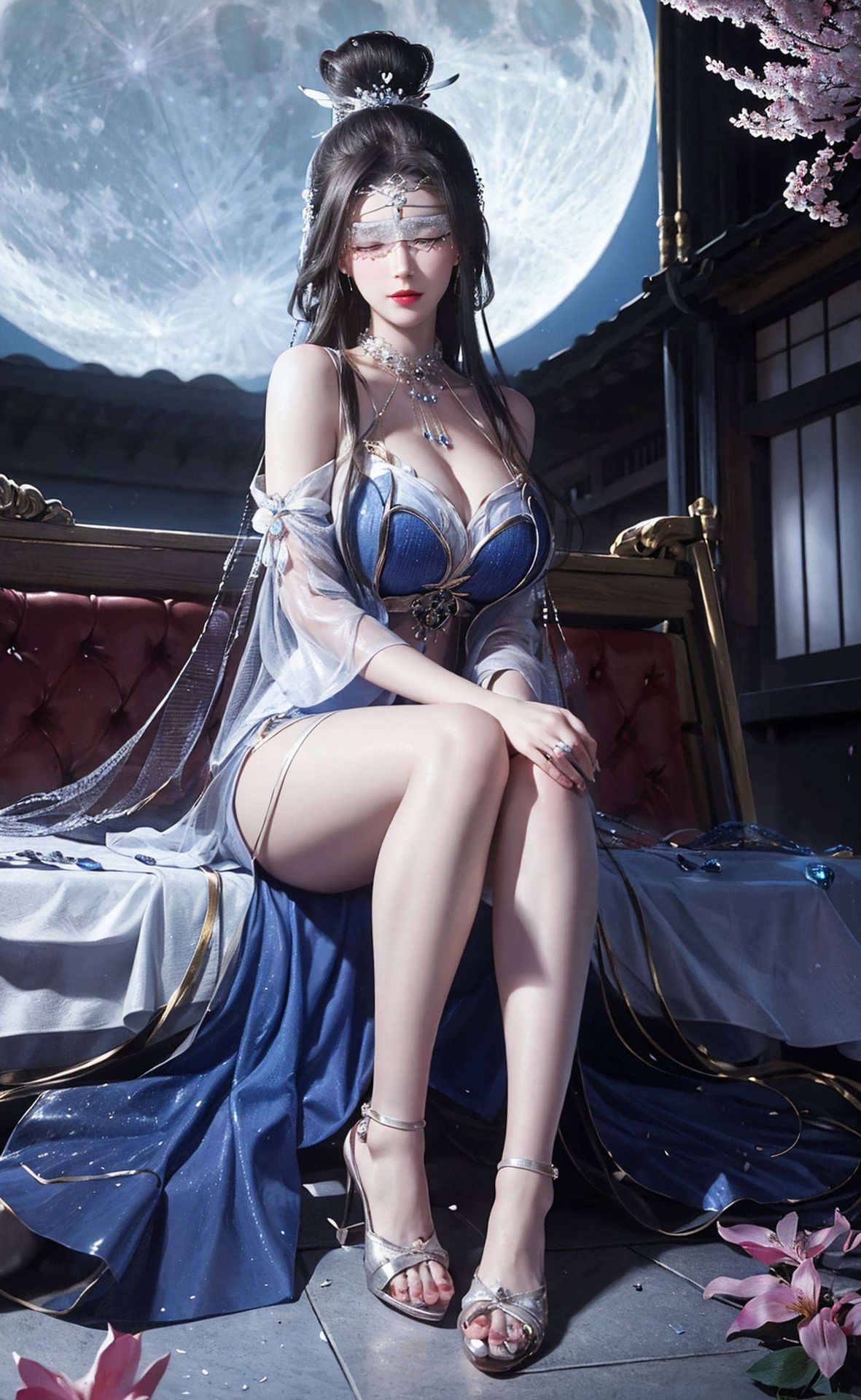 这款AI绘画全屏壁纸身着神秘黑色服饰