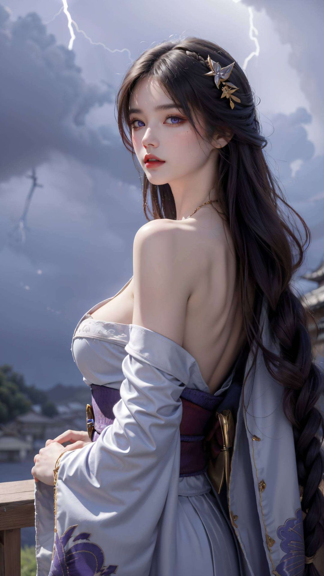 一键切换想要打造独一无二的二次元壁纸？这款集雷电将军各种姿势于一体的AI绘画全屏壁纸