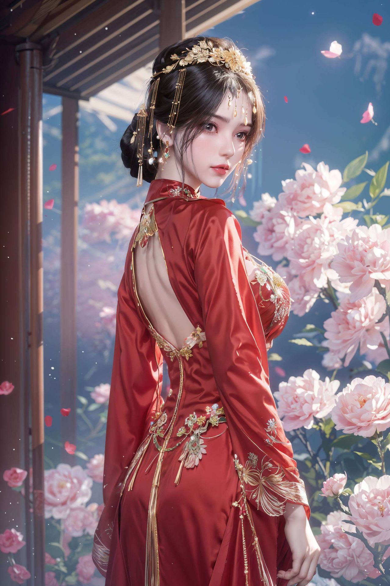 为你的电脑桌面增添一抹独特的风情国漫女神的魅力尽显！这款AI国漫女神对称墙纸