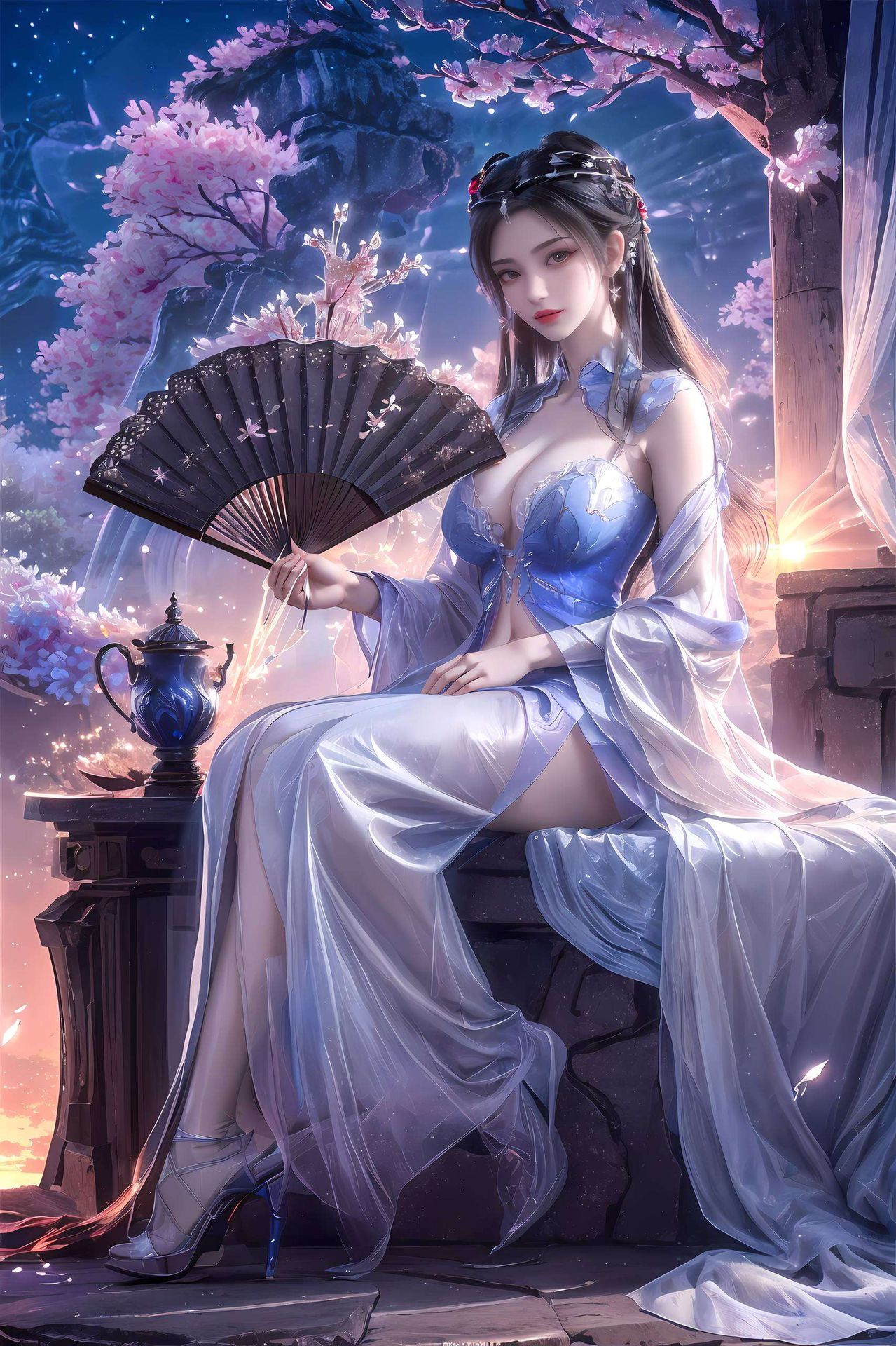 这款AI国漫女生棋盘格Win10壁纸高清画质