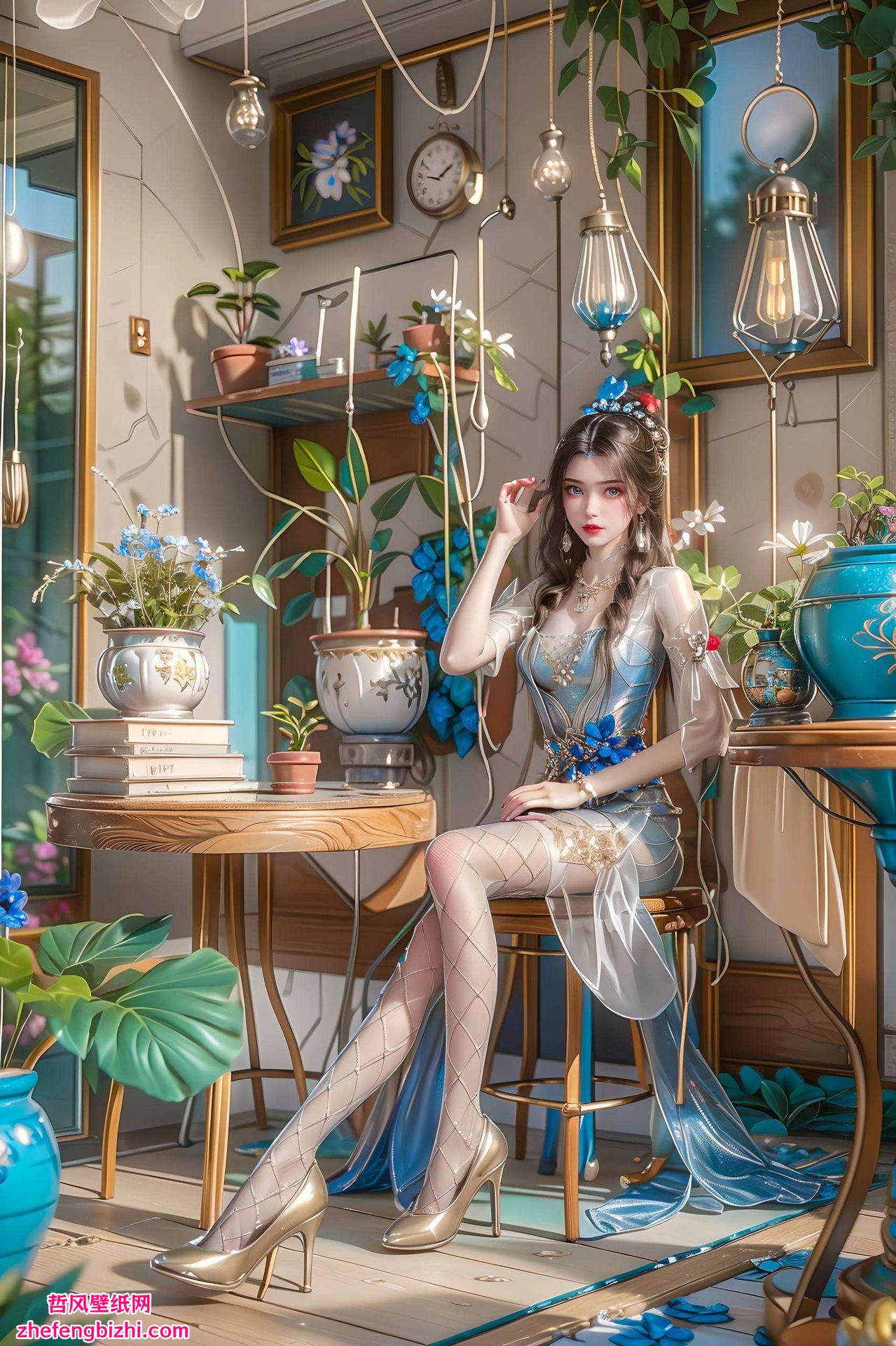 在细腻的光影交织中AI国漫女主柔和的形象