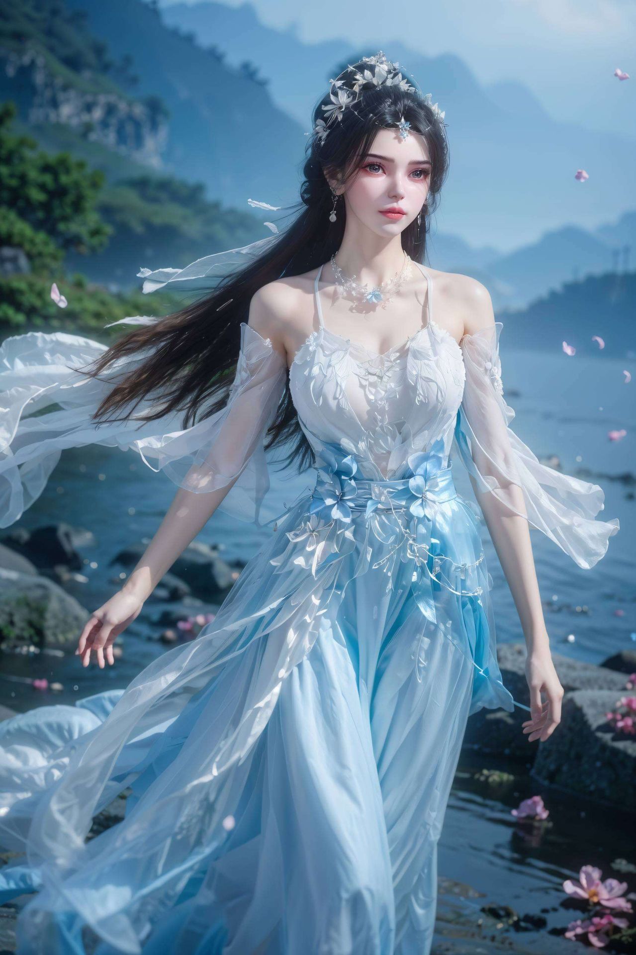 她的甜美笑容可爱动作