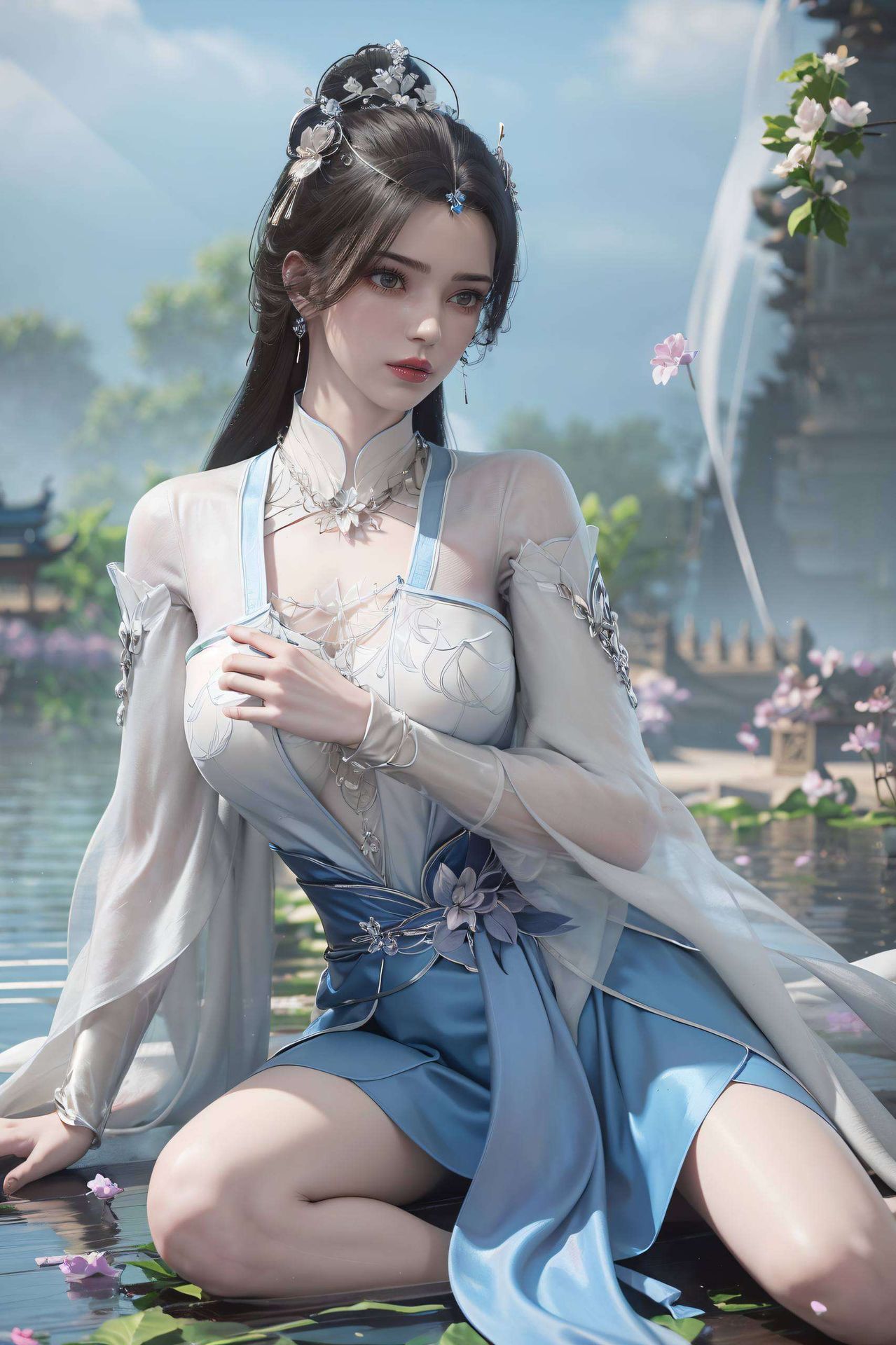 宛如一对国漫界的女神在这梦幻般的手机壁纸中