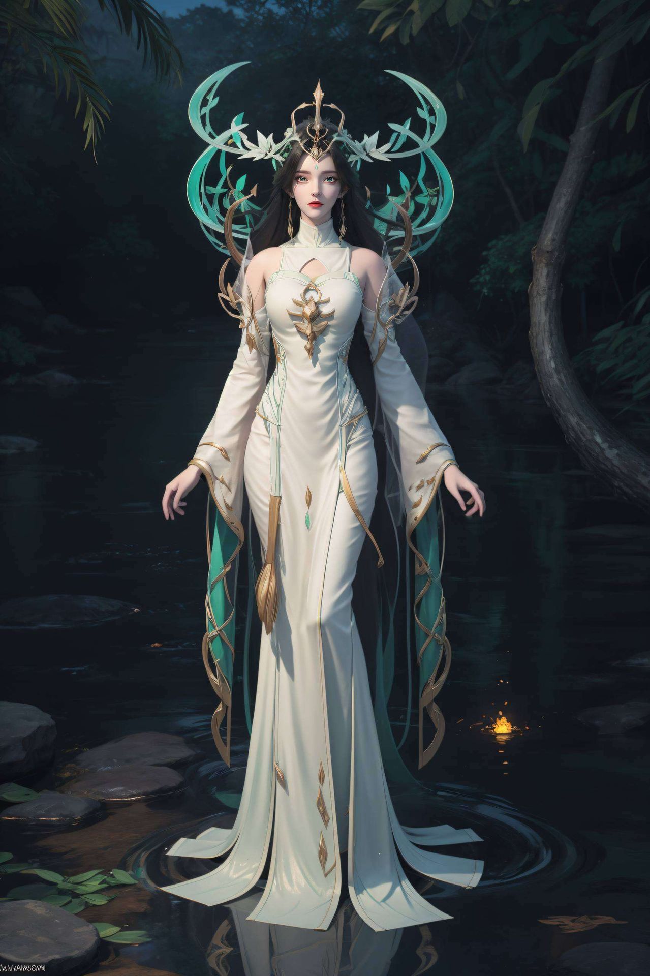 高清画质这款【AI绘画人物微笑素材水彩超高清4k国漫女神壁纸】