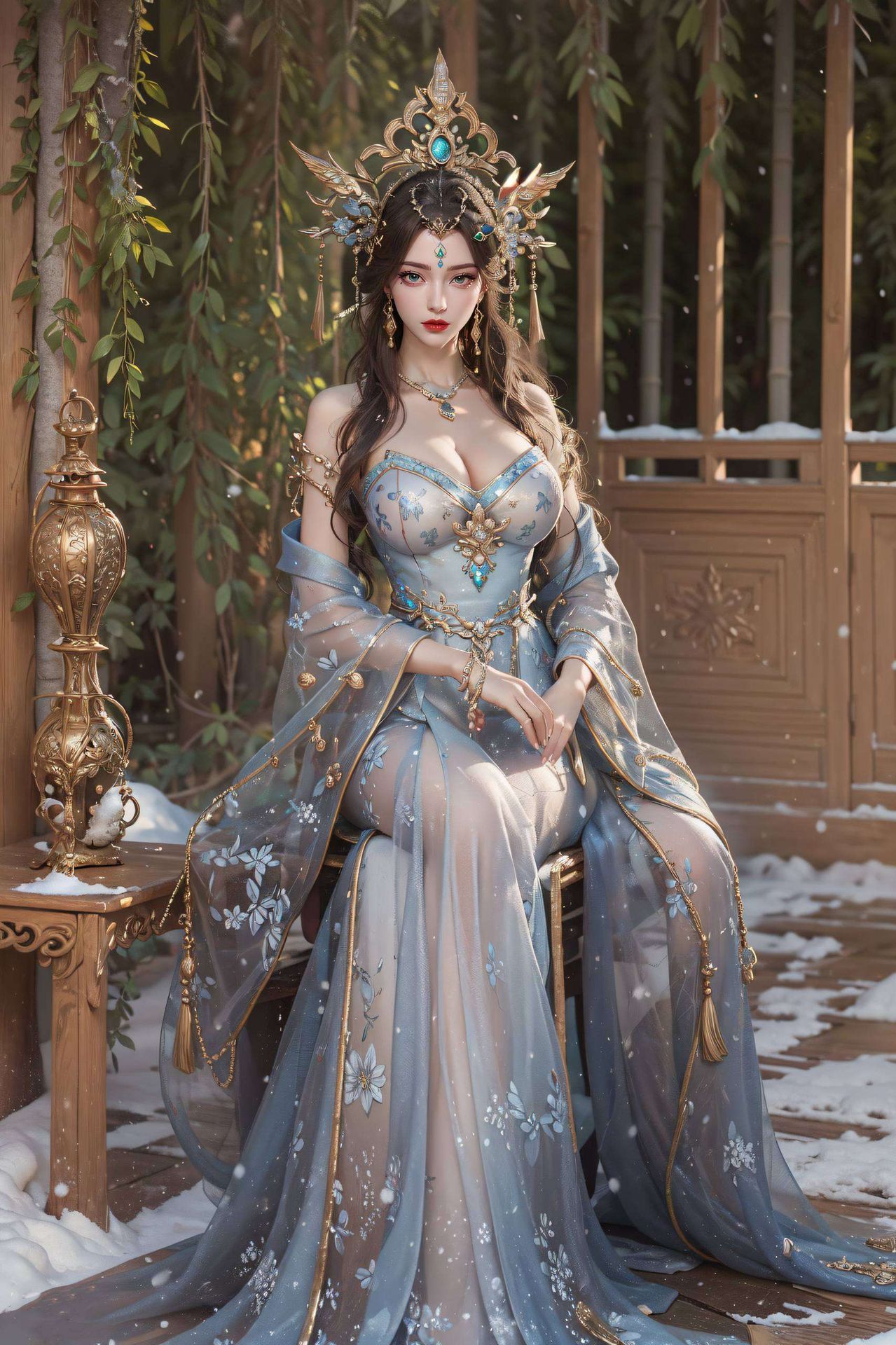 这款AI绘画人物微笑素材壁纸细腻的笔触