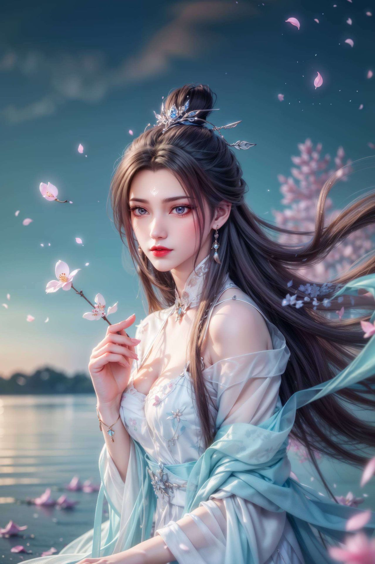 这款绿色宁静的国漫女神可爱壁纸清新自然的色调