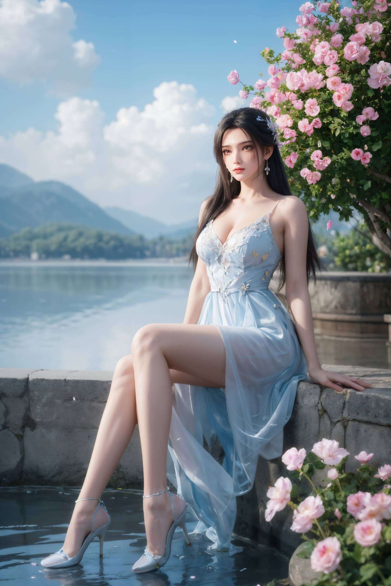 这款AI国漫女主碎花Win10壁纸锁屏为你的电脑带来一抹别样的风情与活力