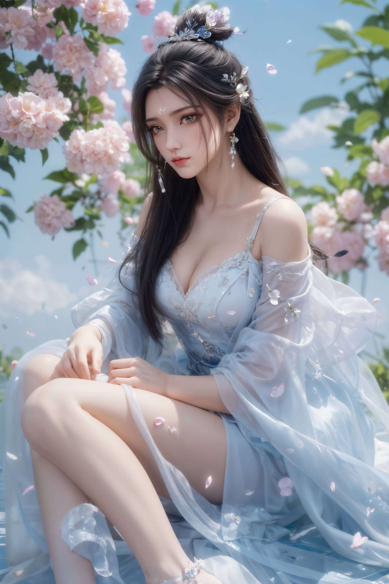 高清画质绿色自然的色调映衬着她的清丽脱俗