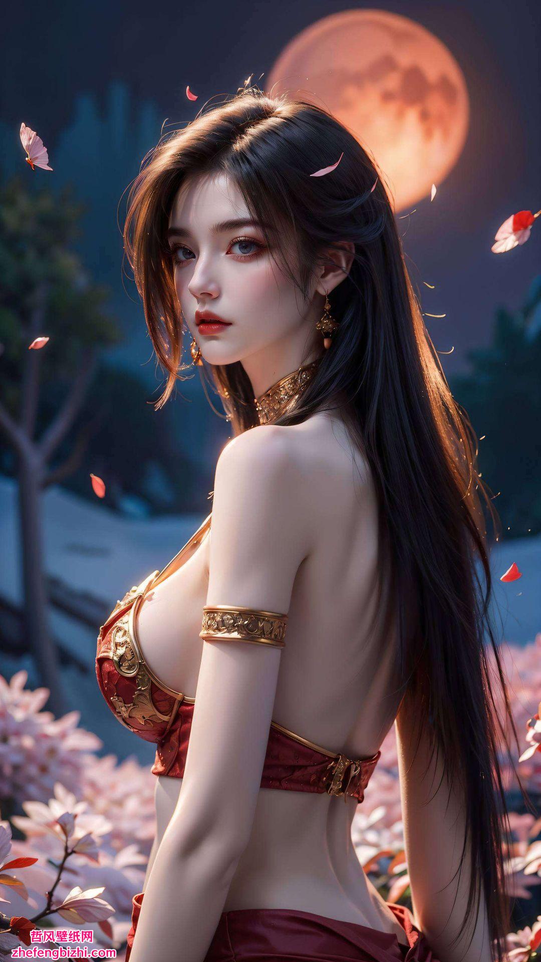 这款静态国漫女主AI单色iPhone壁纸让国漫女生的形象更加醒目