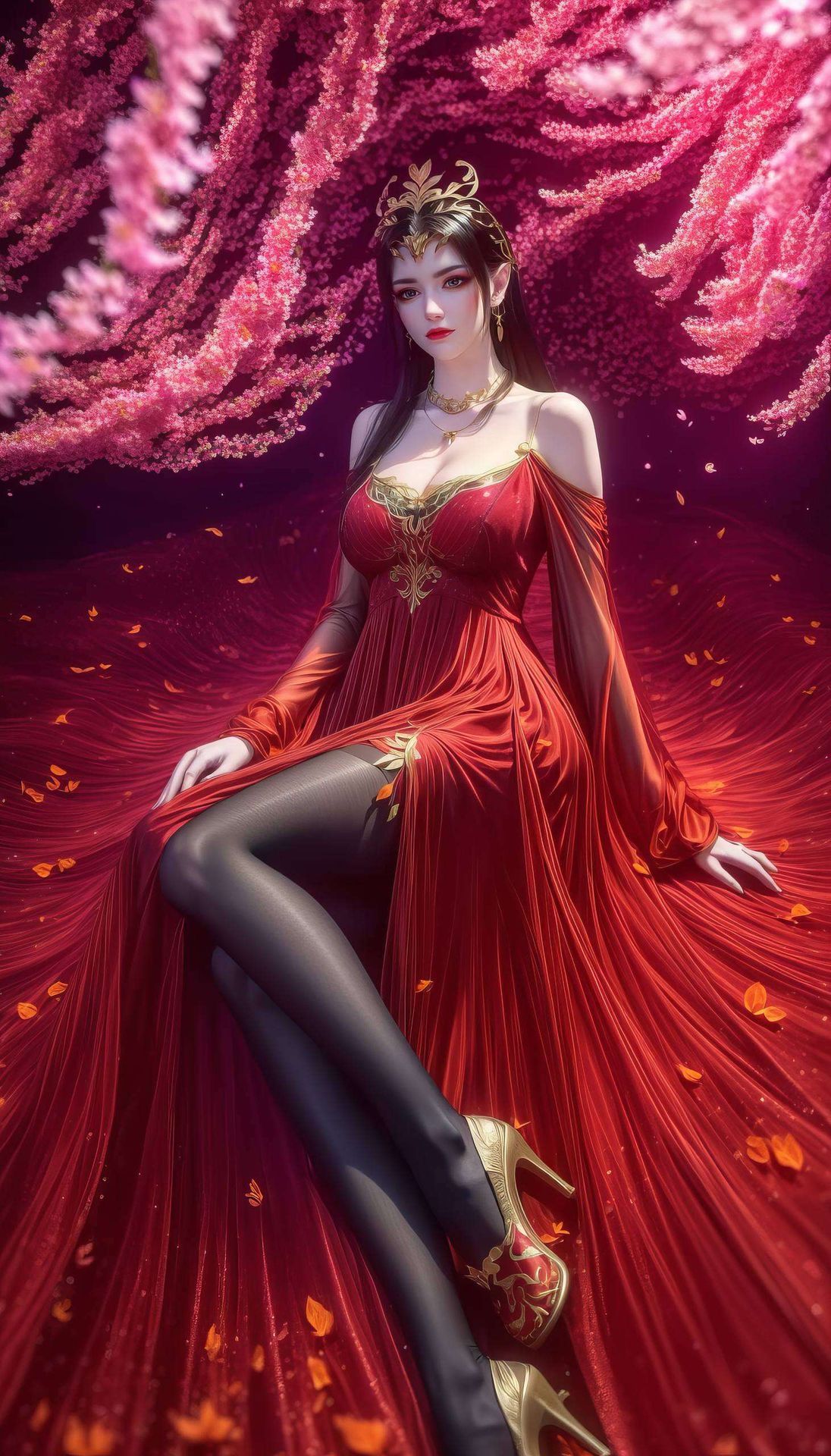 棋盘格背景映衬出她的冷艳与神秘细腻的笔触与高清画质