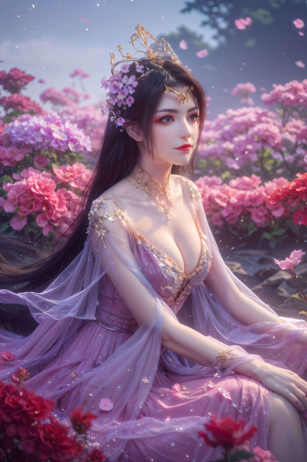 这款国漫美女粉色主题的AI壁纸每一次滑动