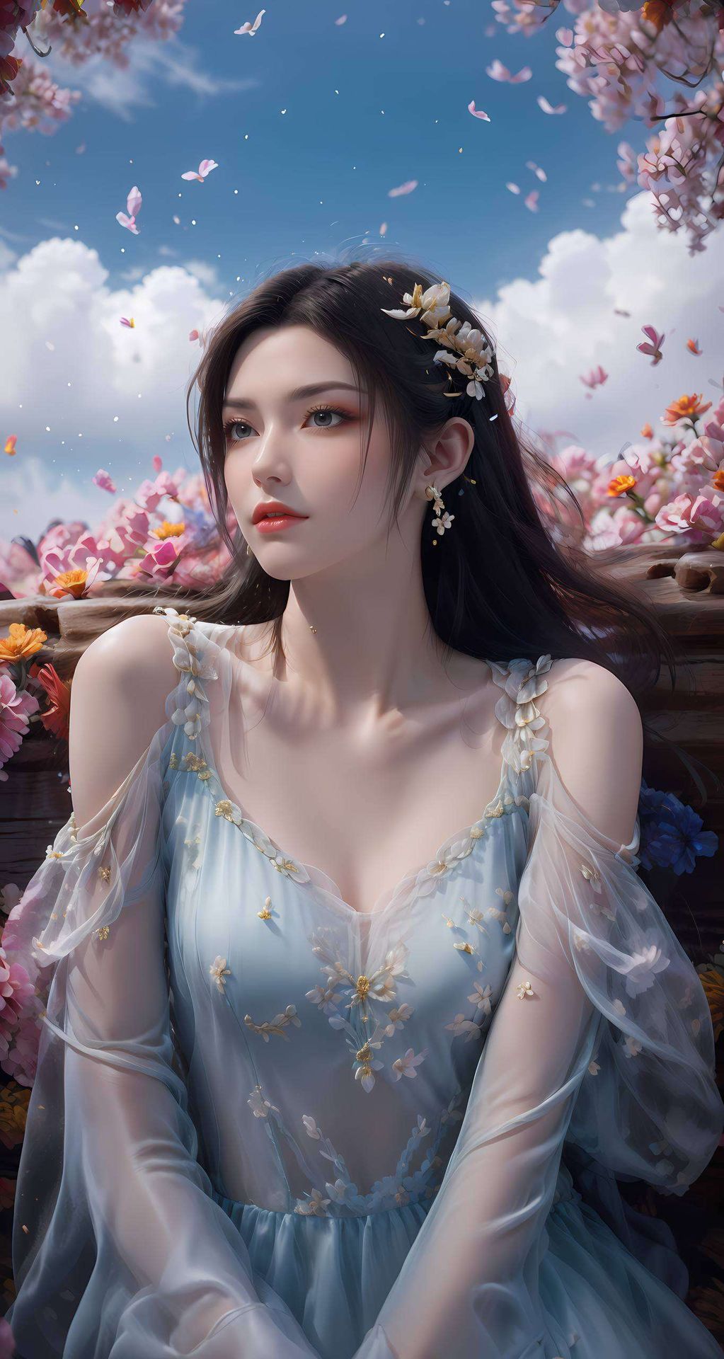 以抽象线条勾勒出国漫美女的绝美风姿线条流畅、神态生动