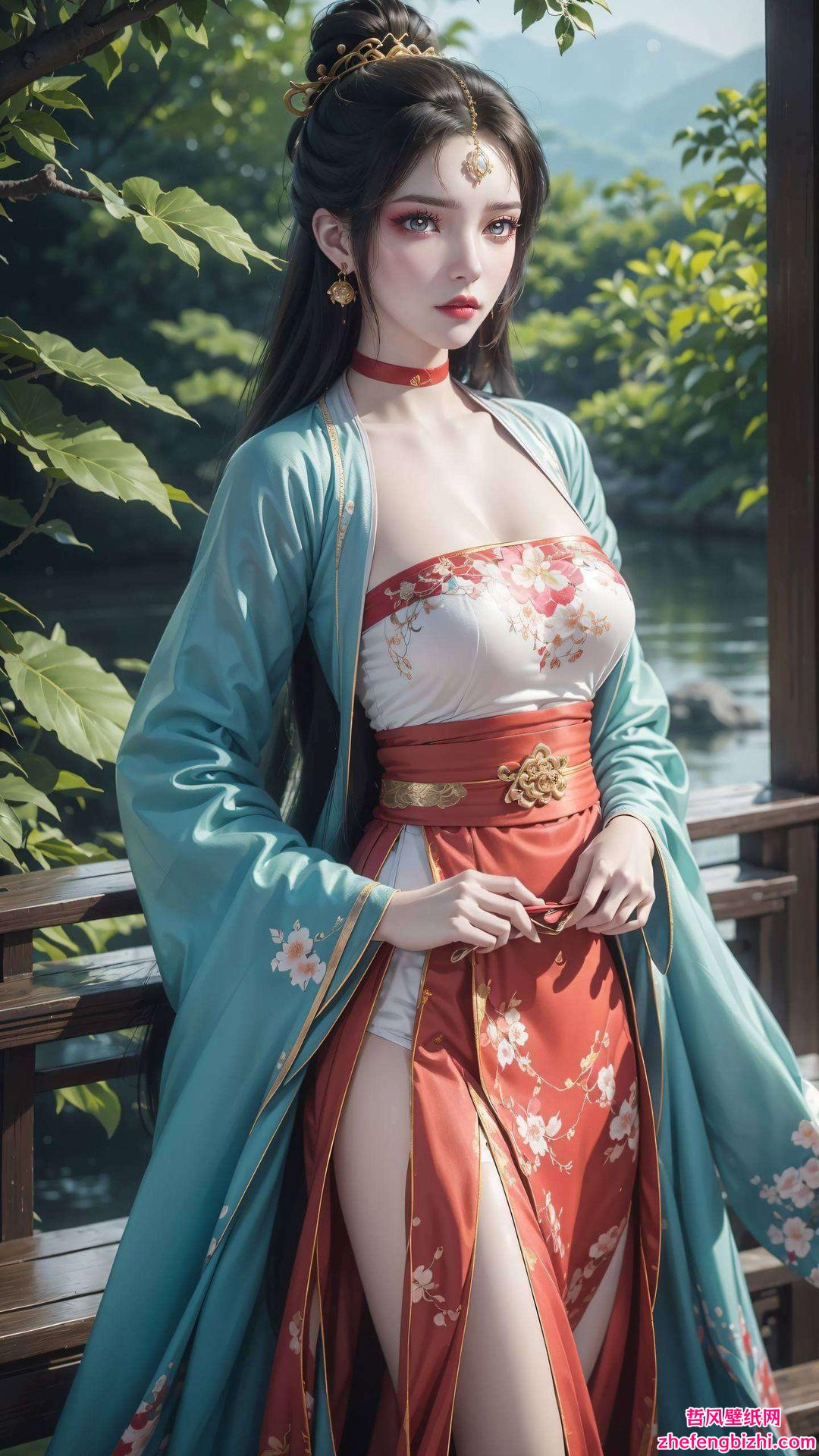 这款融合了东方元素的AI国漫壁纸为你的电脑桌面增添一抹静谧雅致