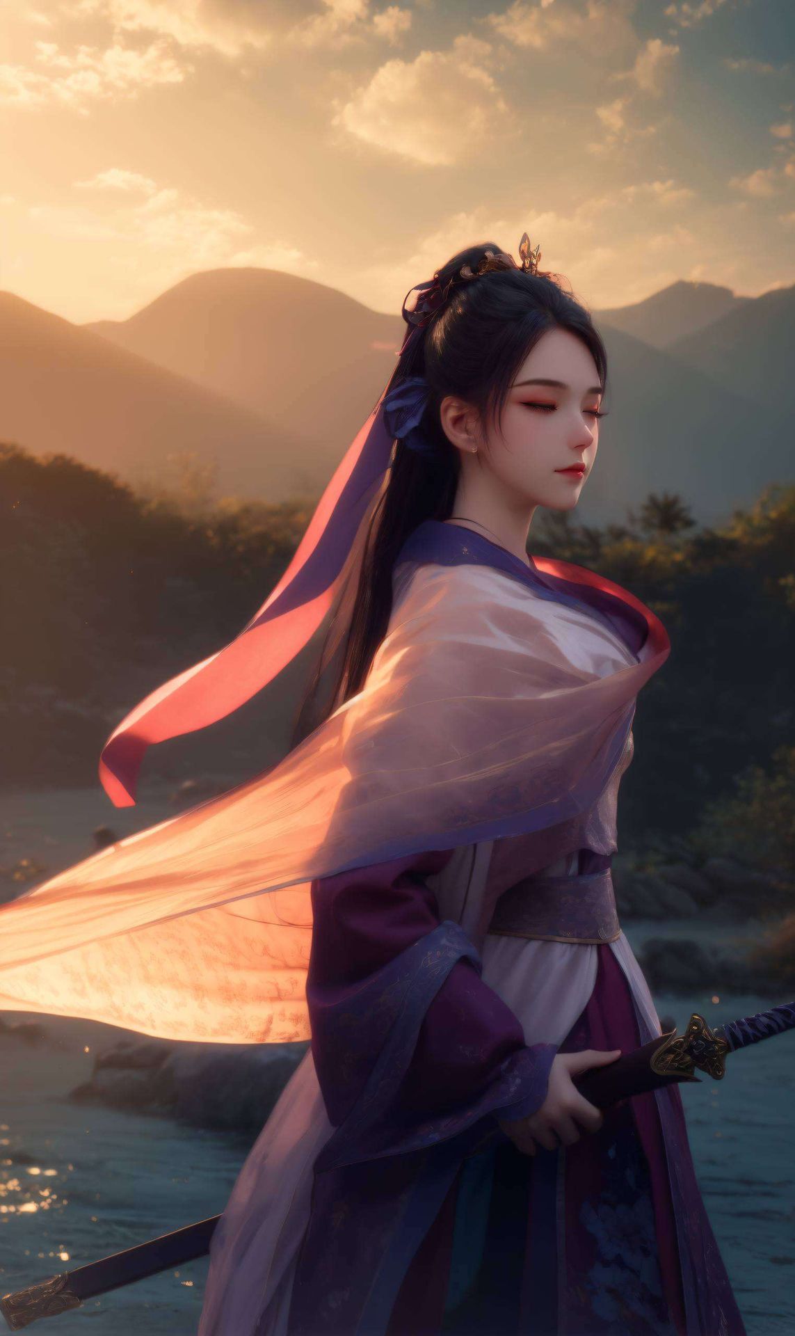 映衬在古风iPhone壁纸之上她的身影如同一抹淡淡的墨痕