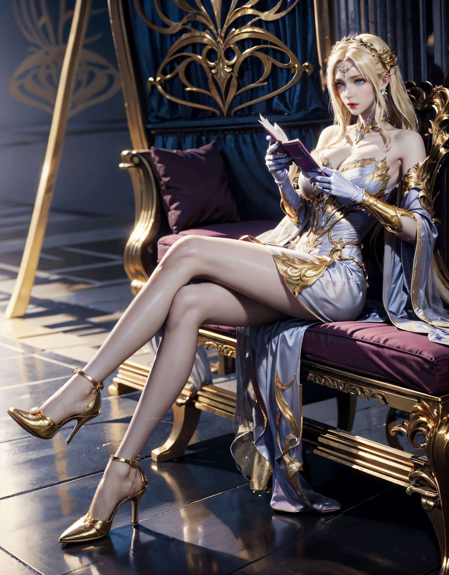 千仞雪轻柔地躺在皎洁的月亮之上闪耀着炫彩光芒