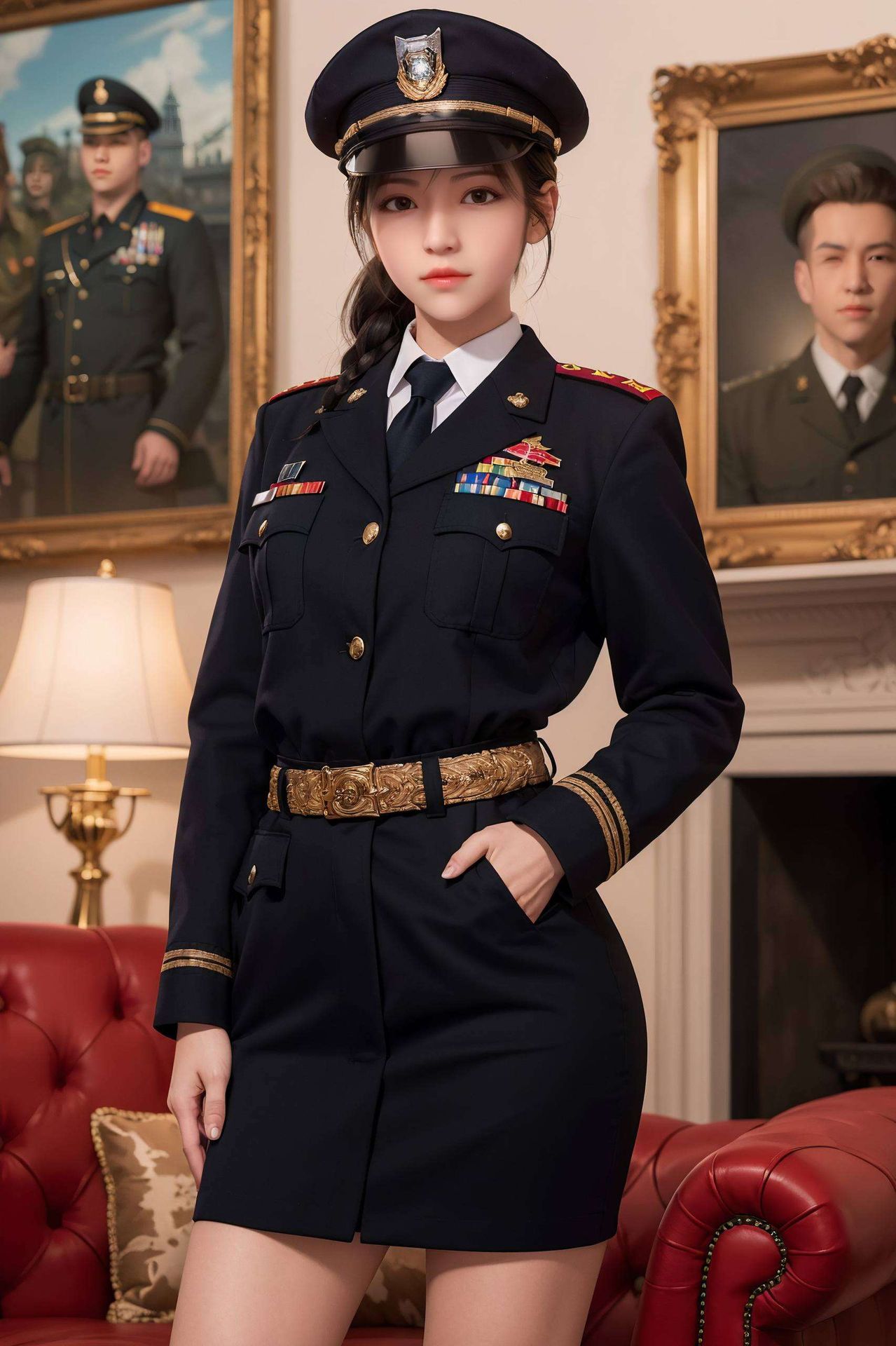 她身着古典华服英气中带着一丝柔美