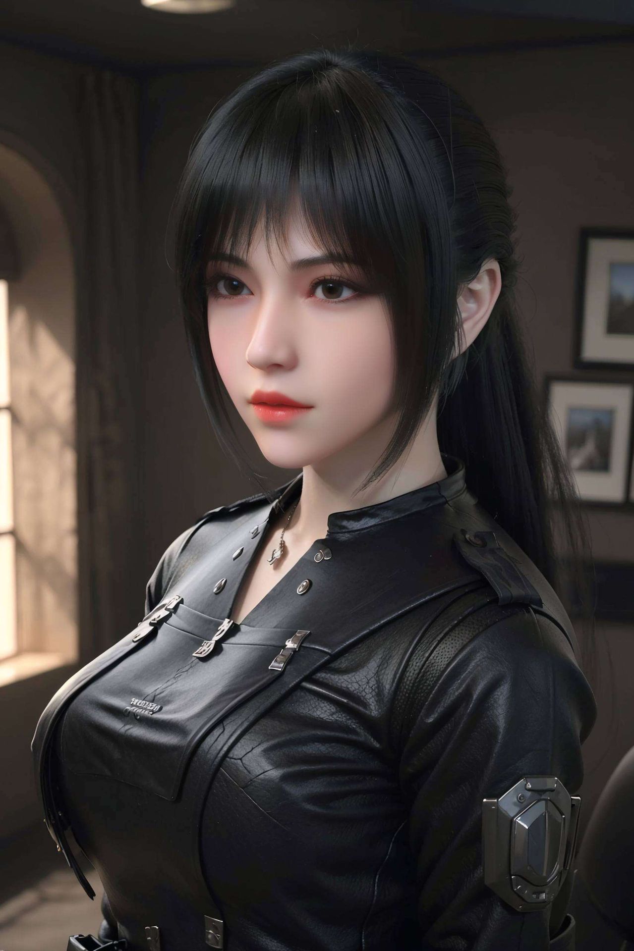 细节精致这款AI国漫女生金属质感iPhone桌面主题