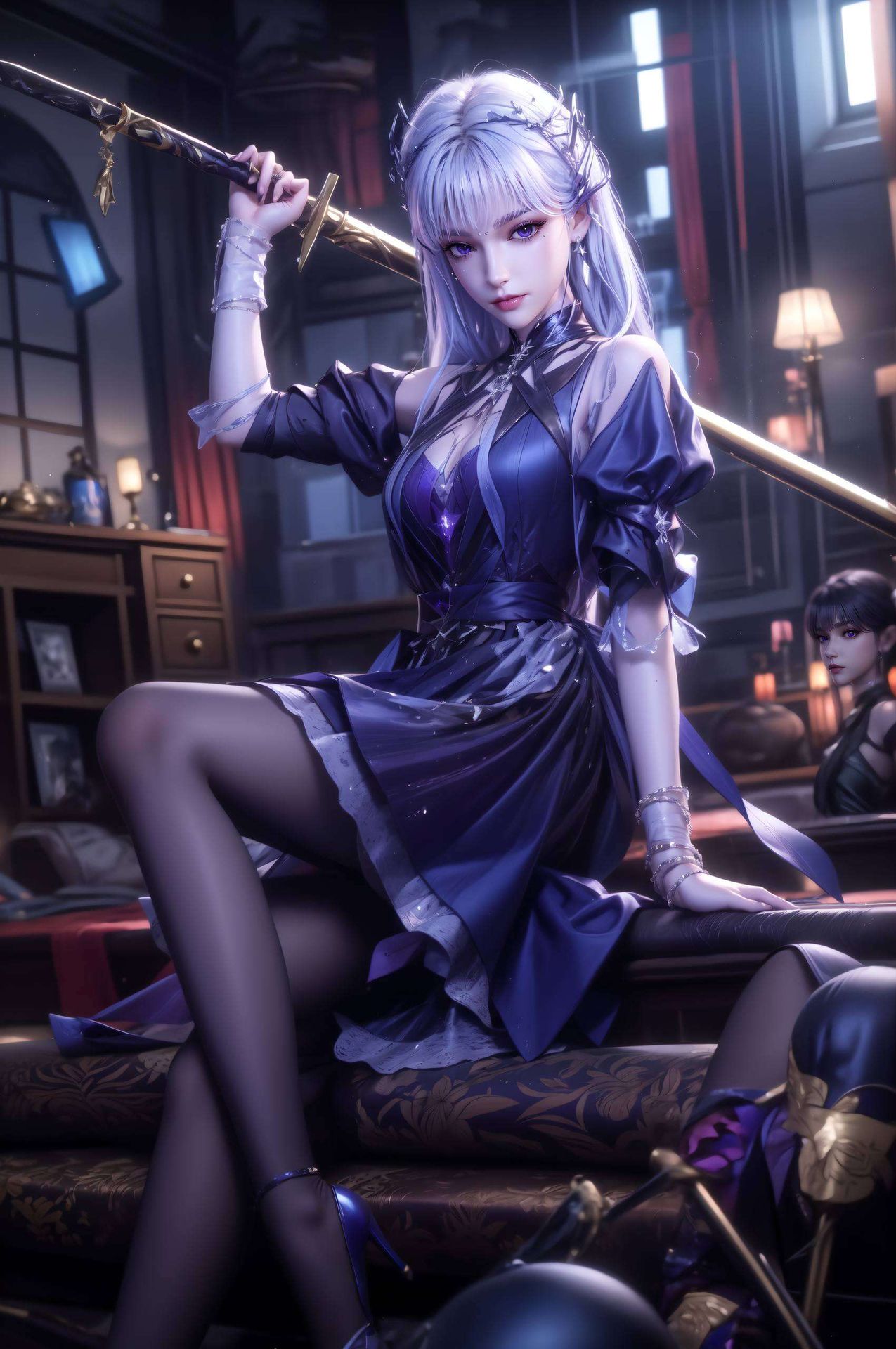 这款AI国漫女主抽象2560p壁纸将细腻的线条与鲜明的色彩完美融合