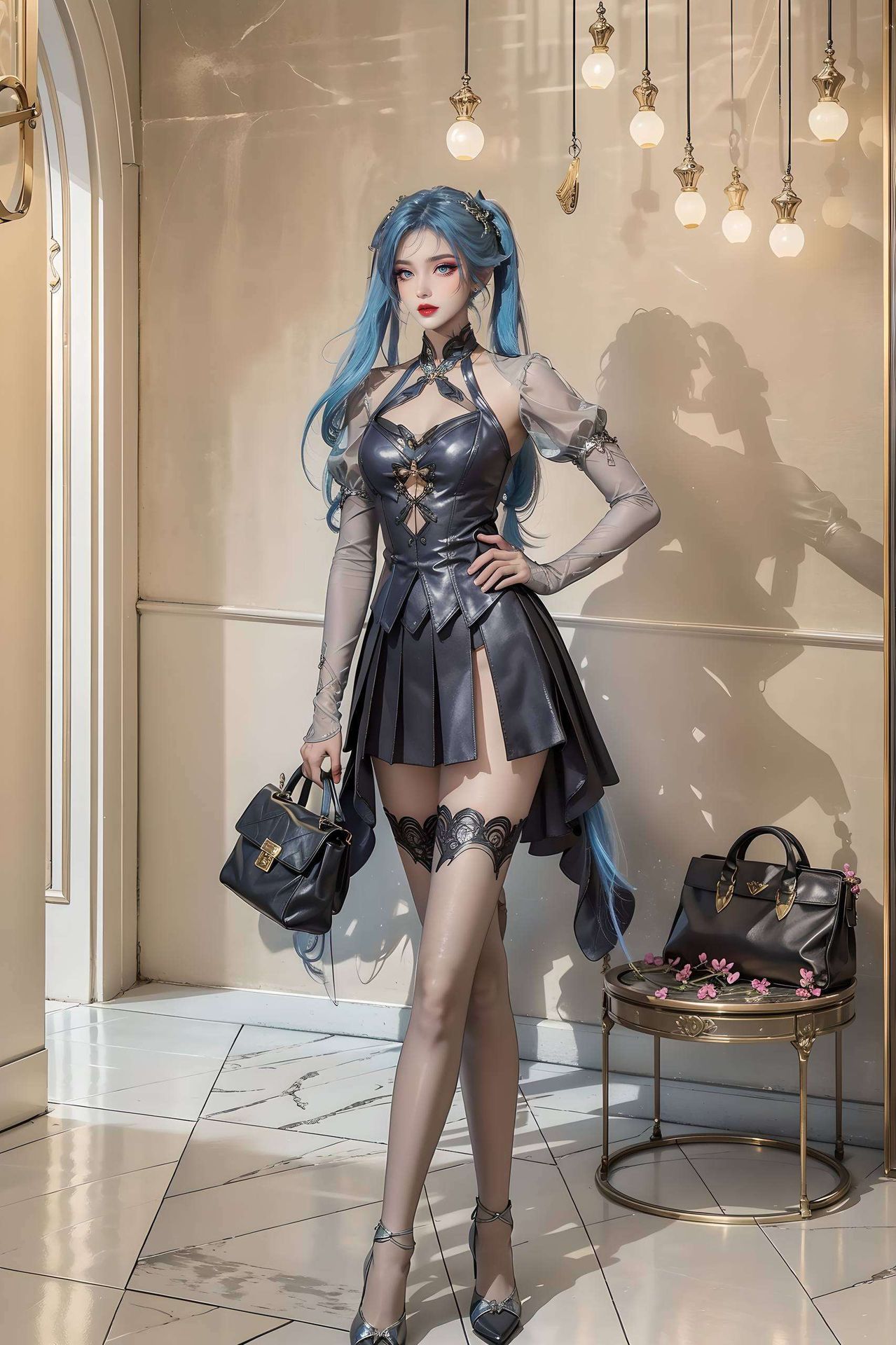 竖屏动态壁纸带来视觉的盛宴清新棋盘格映衬着她的灵动身姿