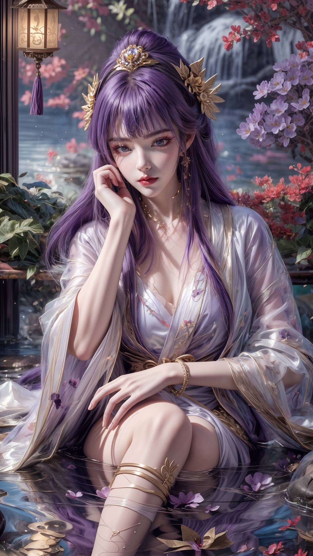 一幅天穹裸足的国漫美女壁纸映入眼帘古风服饰随风飘扬