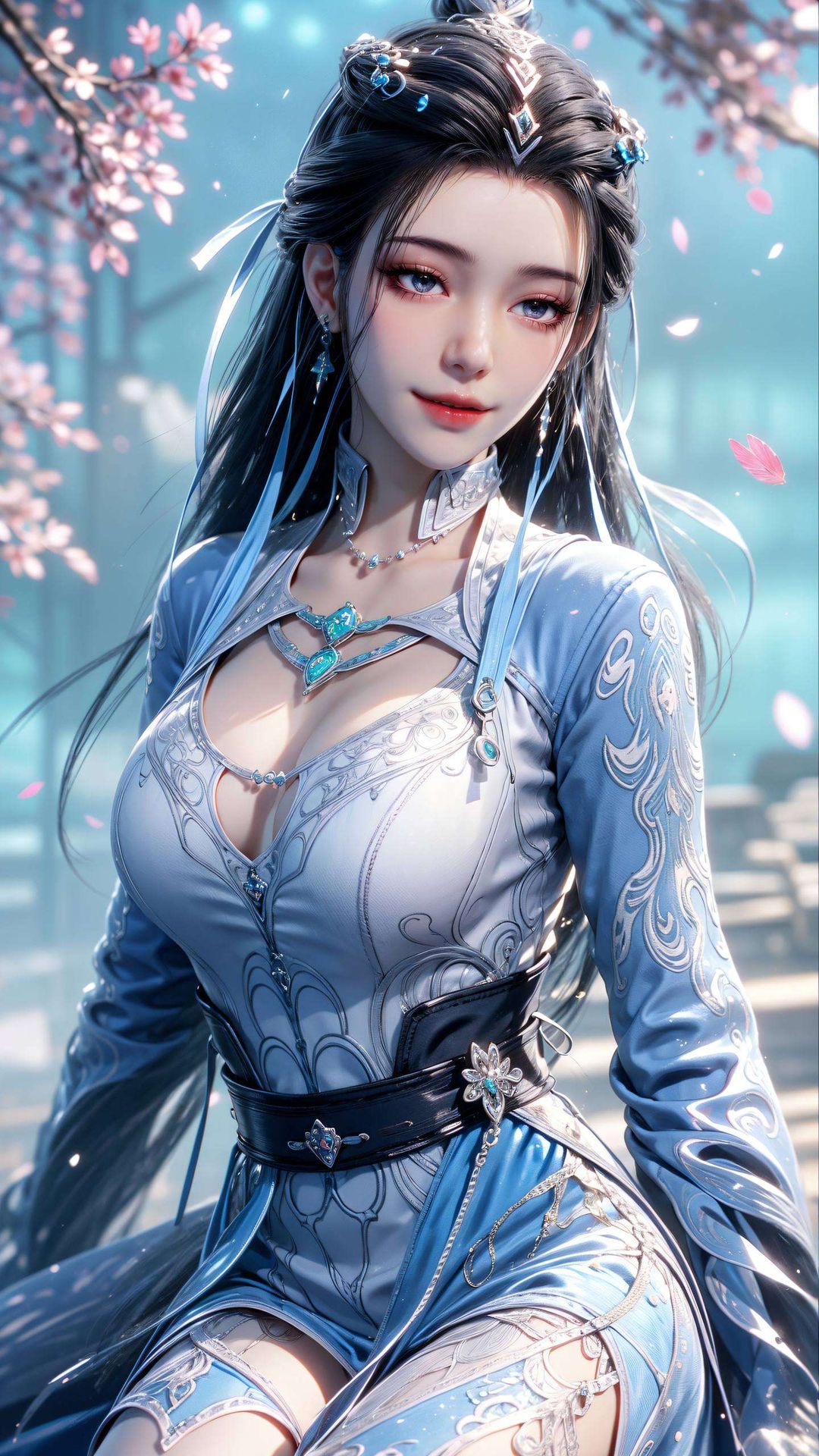 每一笔线条都精致得仿佛能触碰到雨滴的清新雨中倩影若隐若现