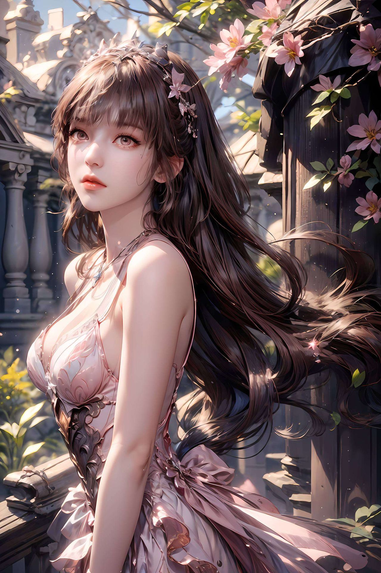 这款国漫女神壁纸以复古电脑风为背景