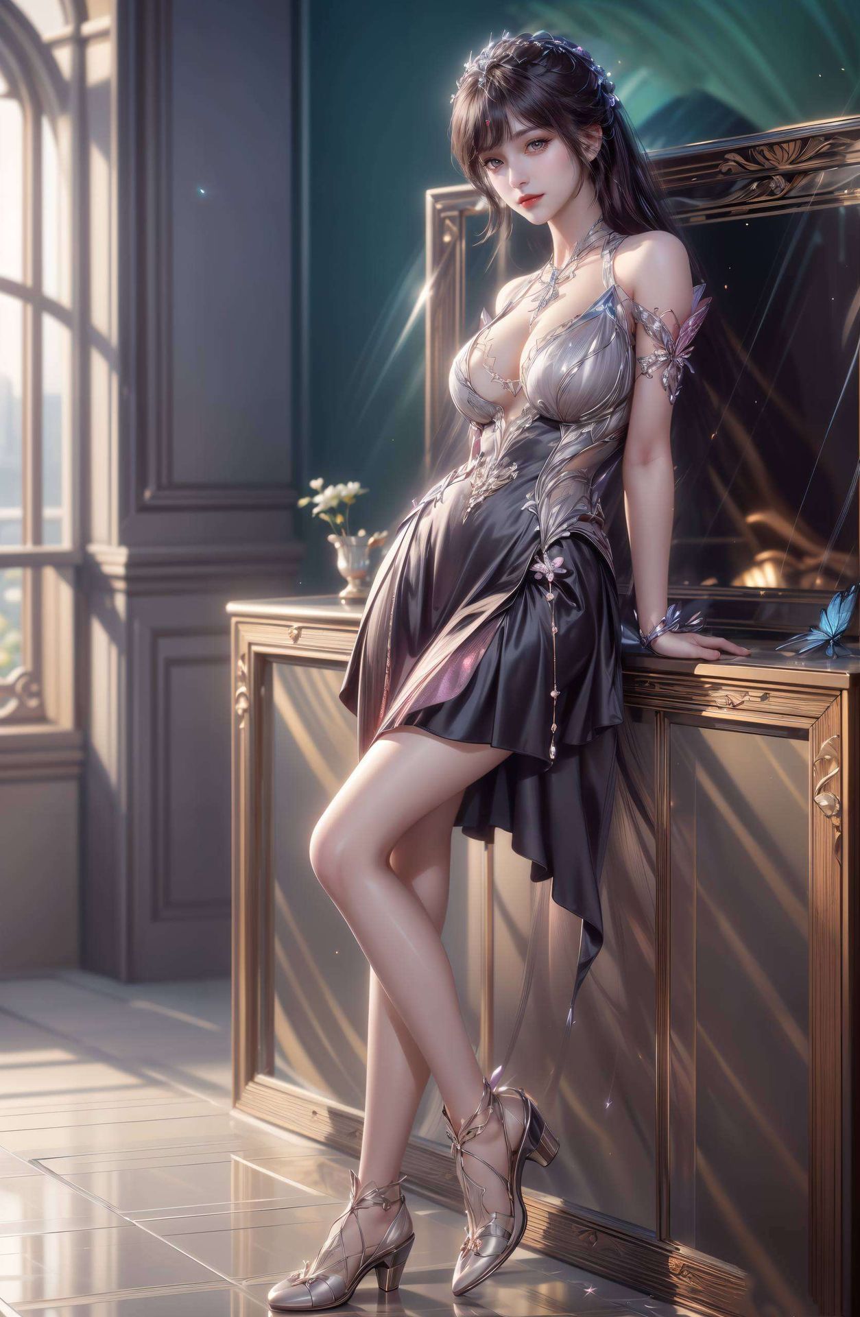 这款超清晰的同人AI电脑国漫美女简洁壁纸每一帧都如同艺术品般精致