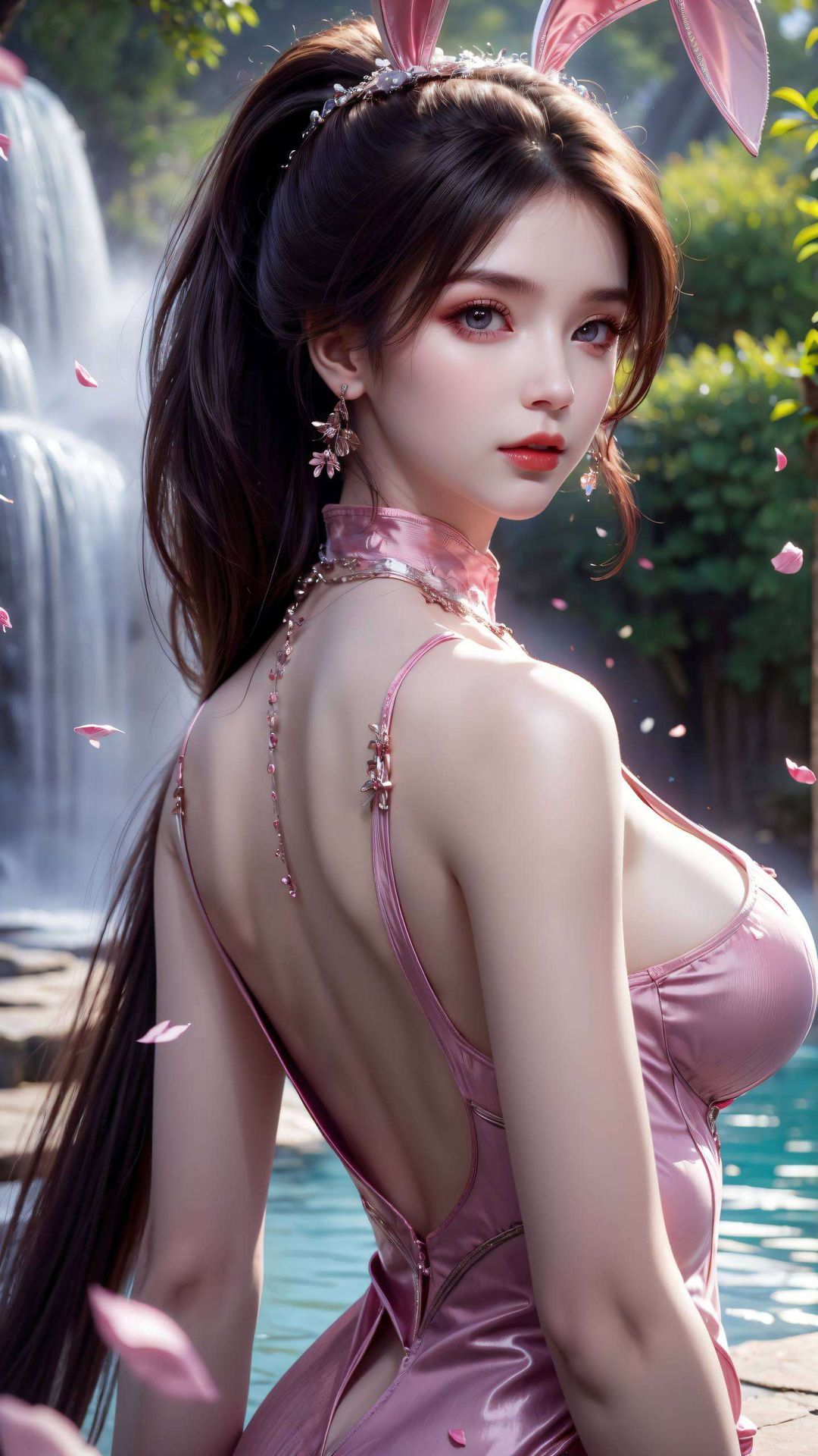 她是那古风小舞壁纸中的粉色精灵飘逸的长发与细腻的服饰交织出古典与现代的完美融合