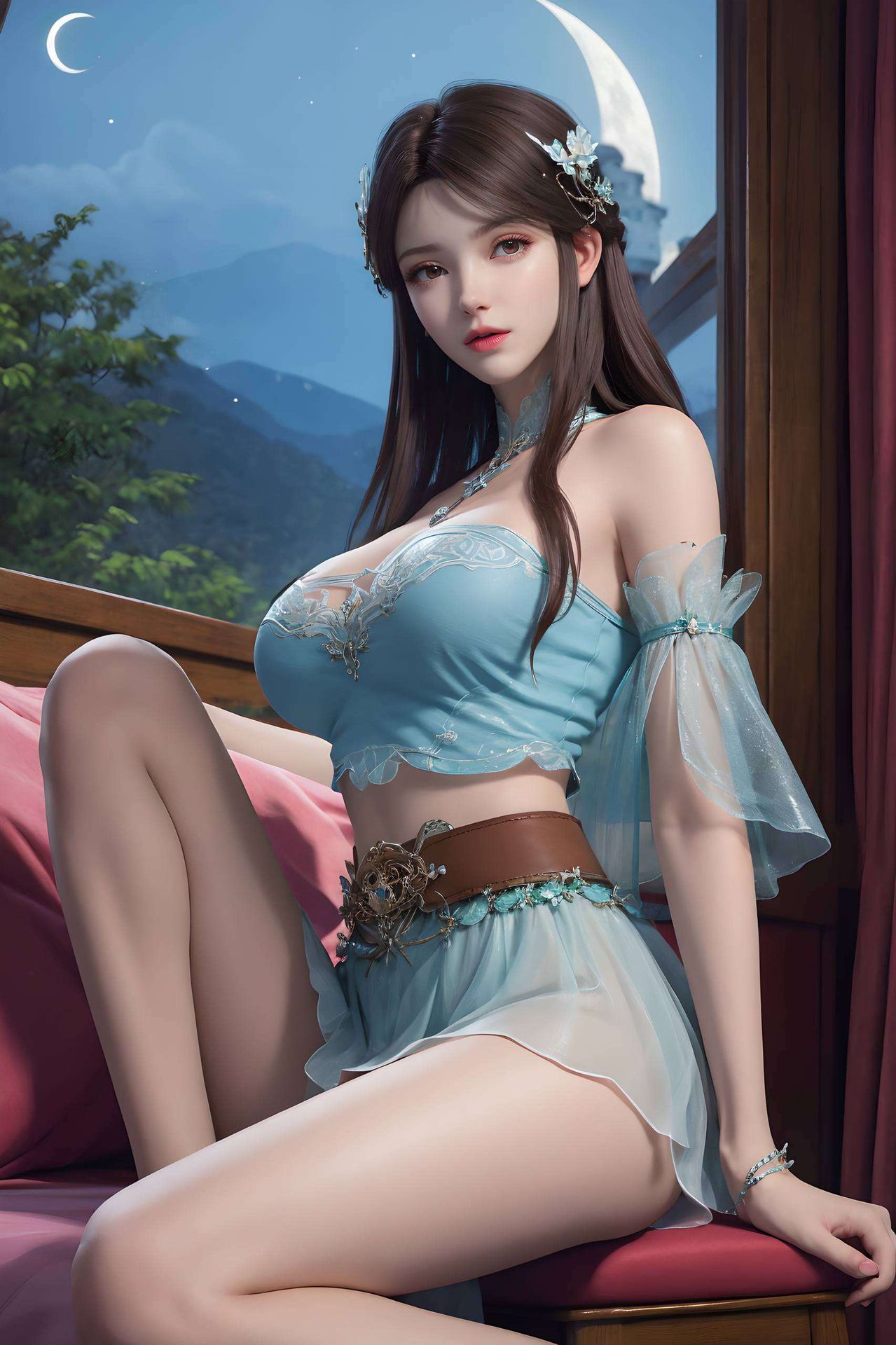 这款横屏壁纸以萧薰儿的婉约美态为主题每一细节