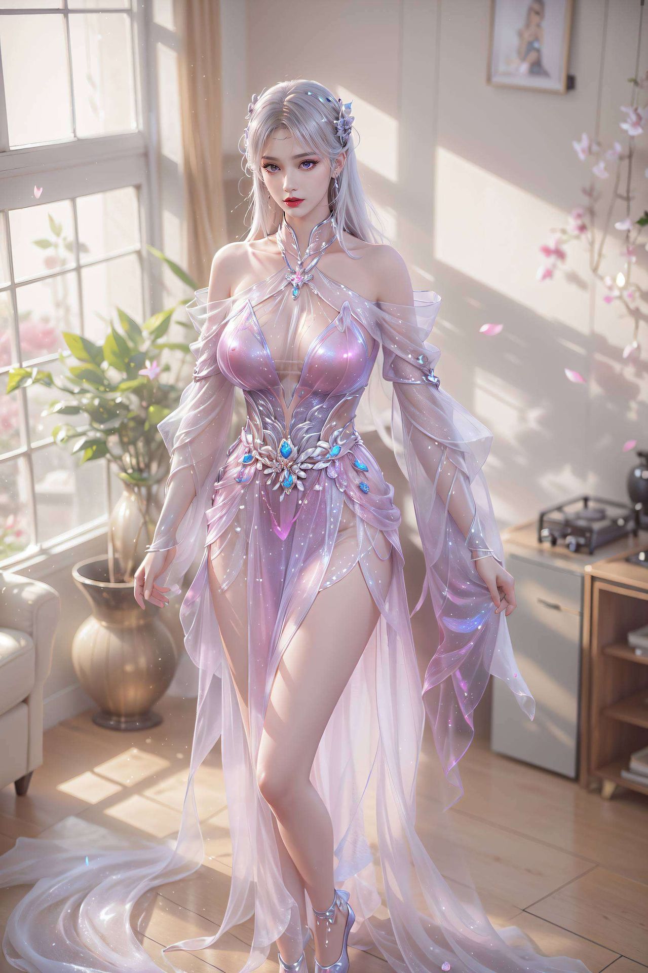 可爱与优雅并存小医仙新装壁纸：全屏AI绘画动作素材