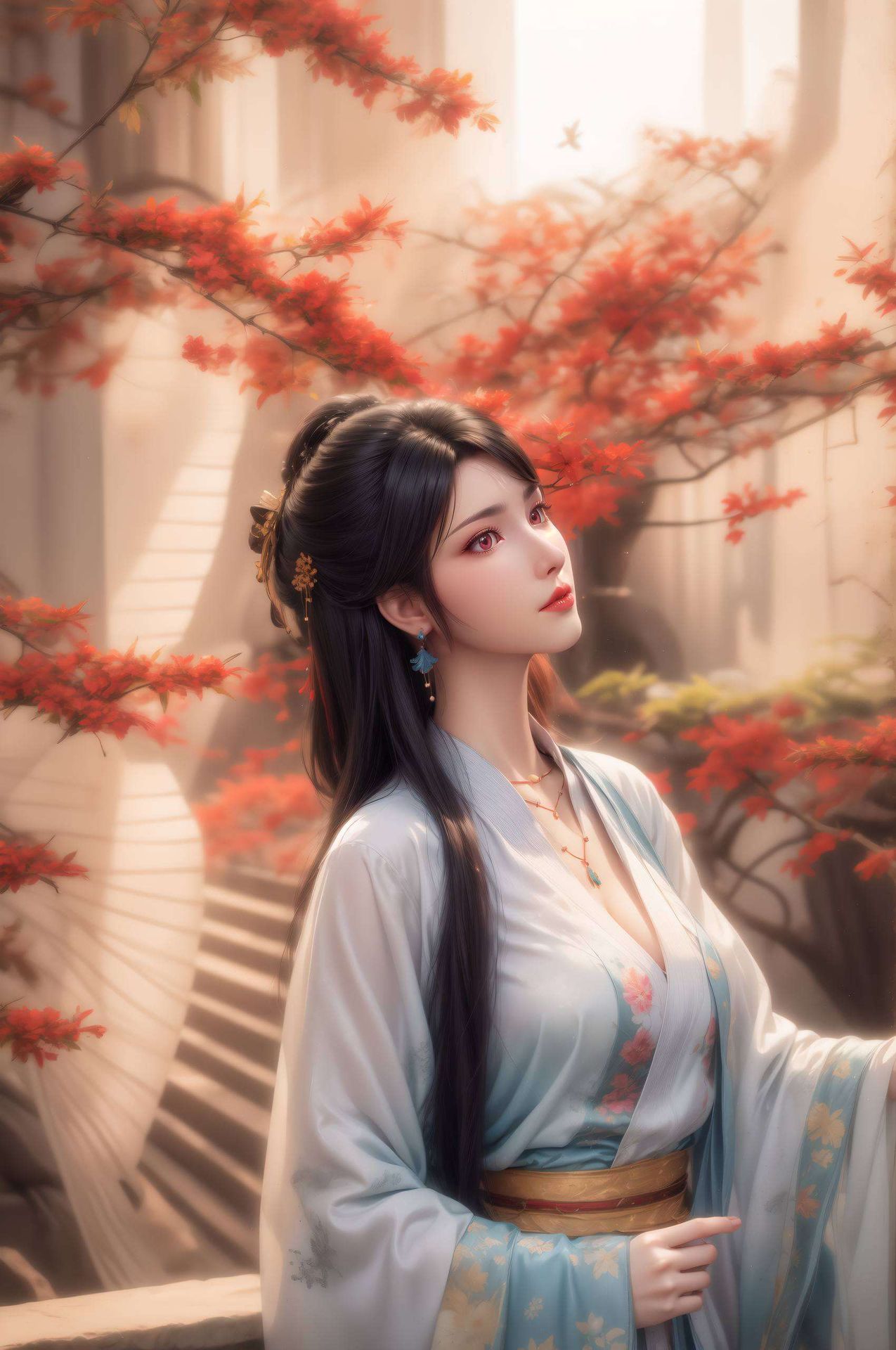 这款AI国漫女生复古安卓1920x1080壁纸复古的色彩