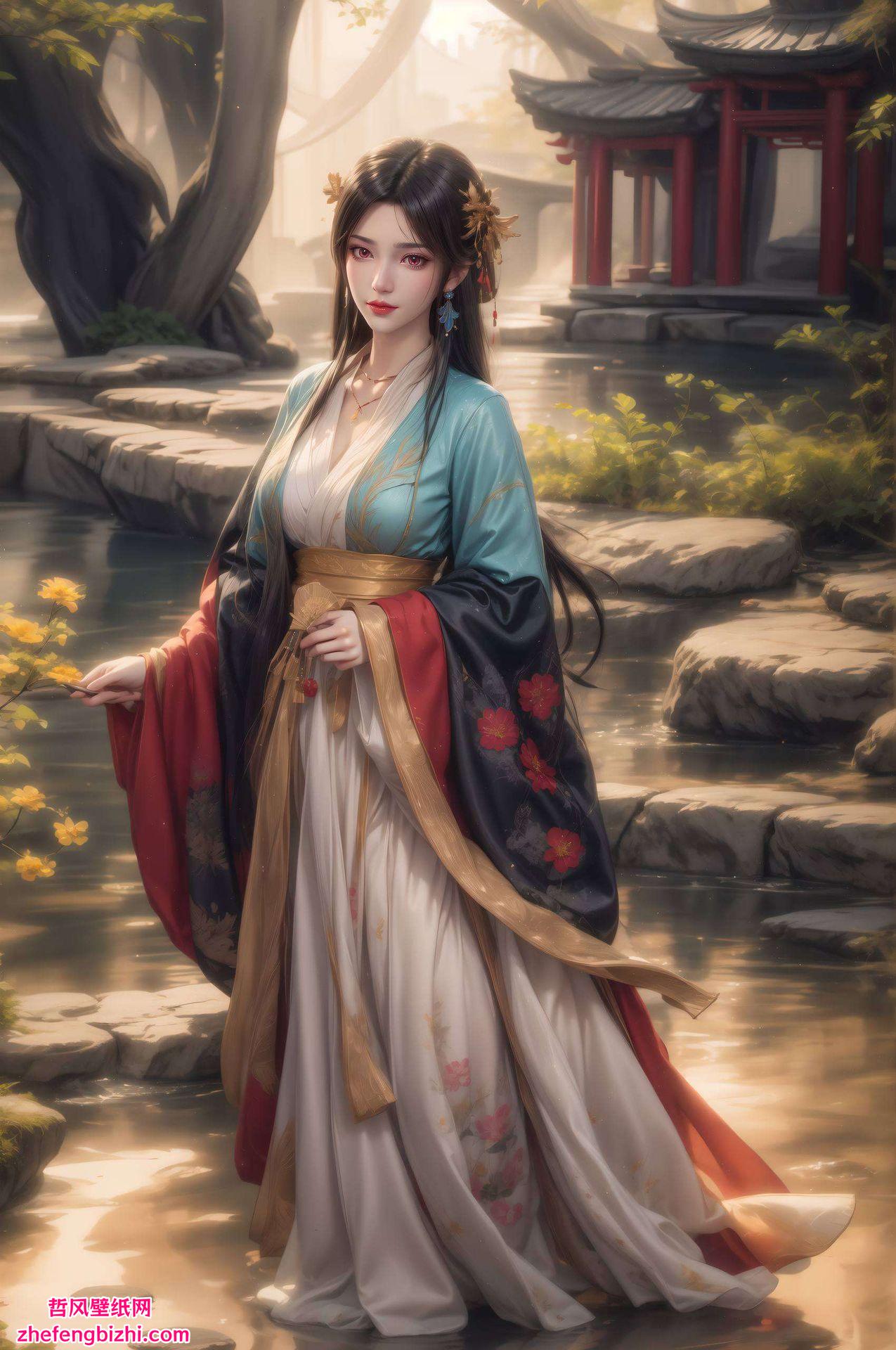 这款国漫美女锁屏壁纸用细腻的笔触描绘出浪漫海边风光