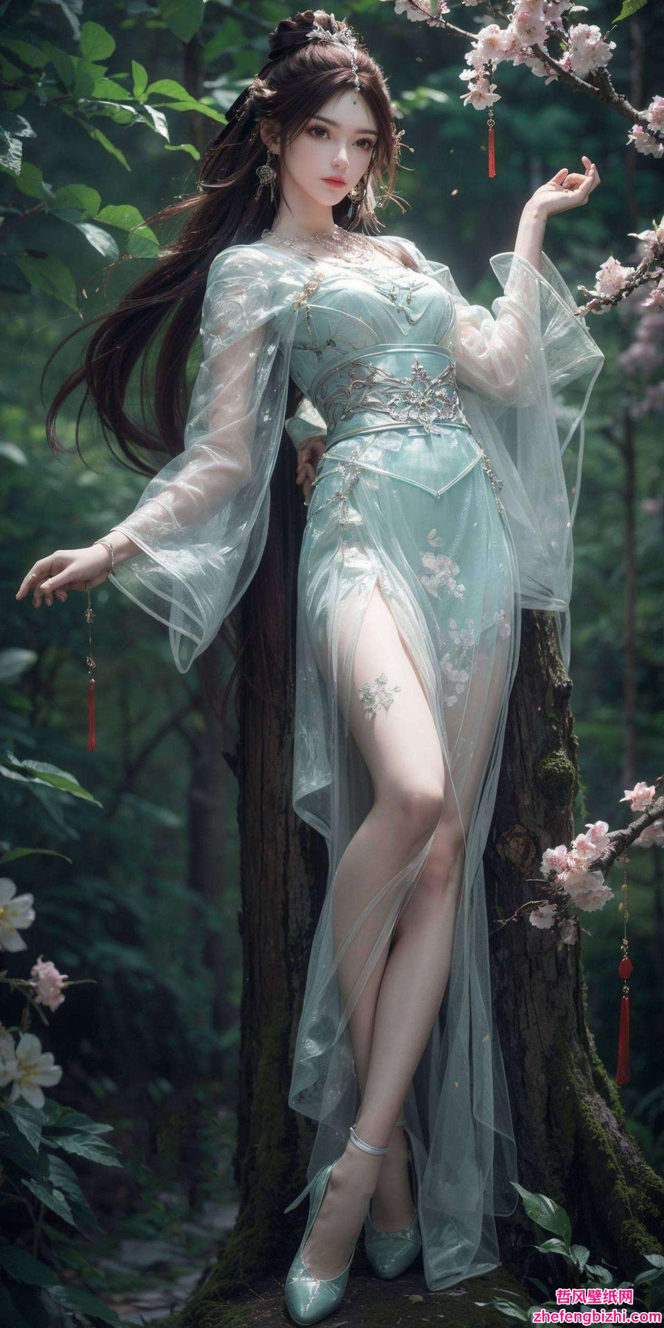 巧妙融合了AI抽象艺术风格这款国漫美女背景图片