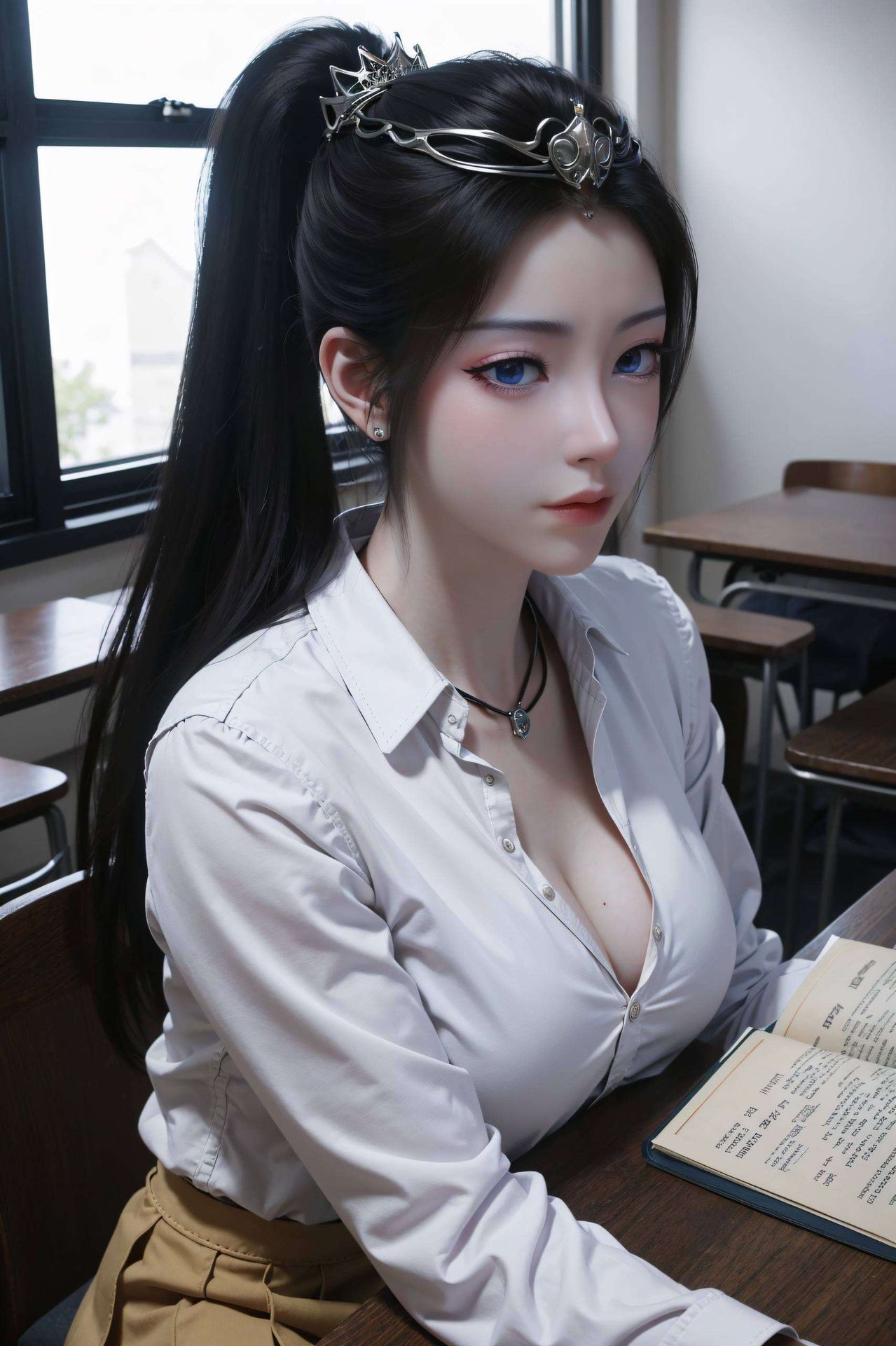 背景图片中打造出一位国漫美女的生动形象