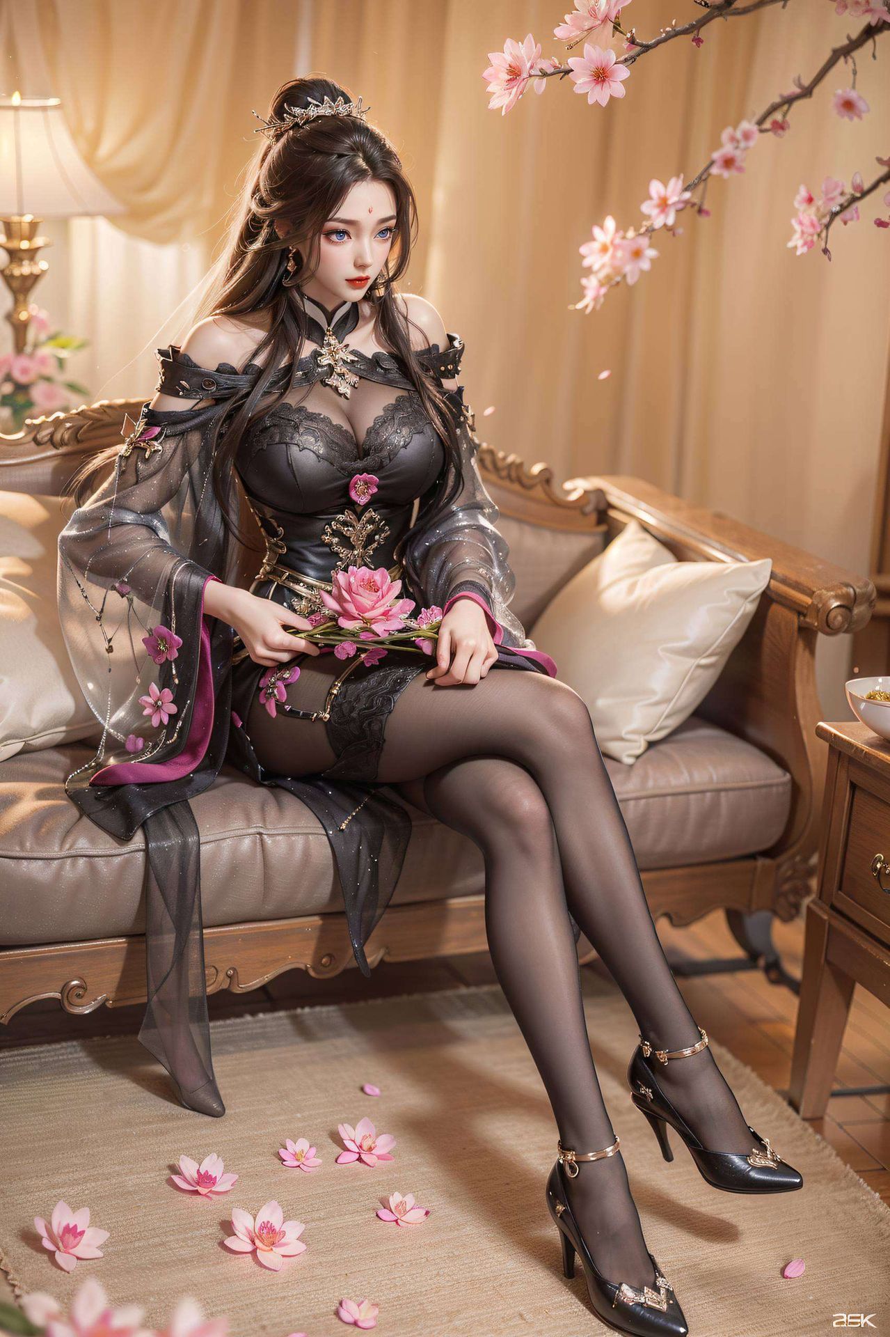 月光下的国漫美女月婵宛如一幅流动的诗篇